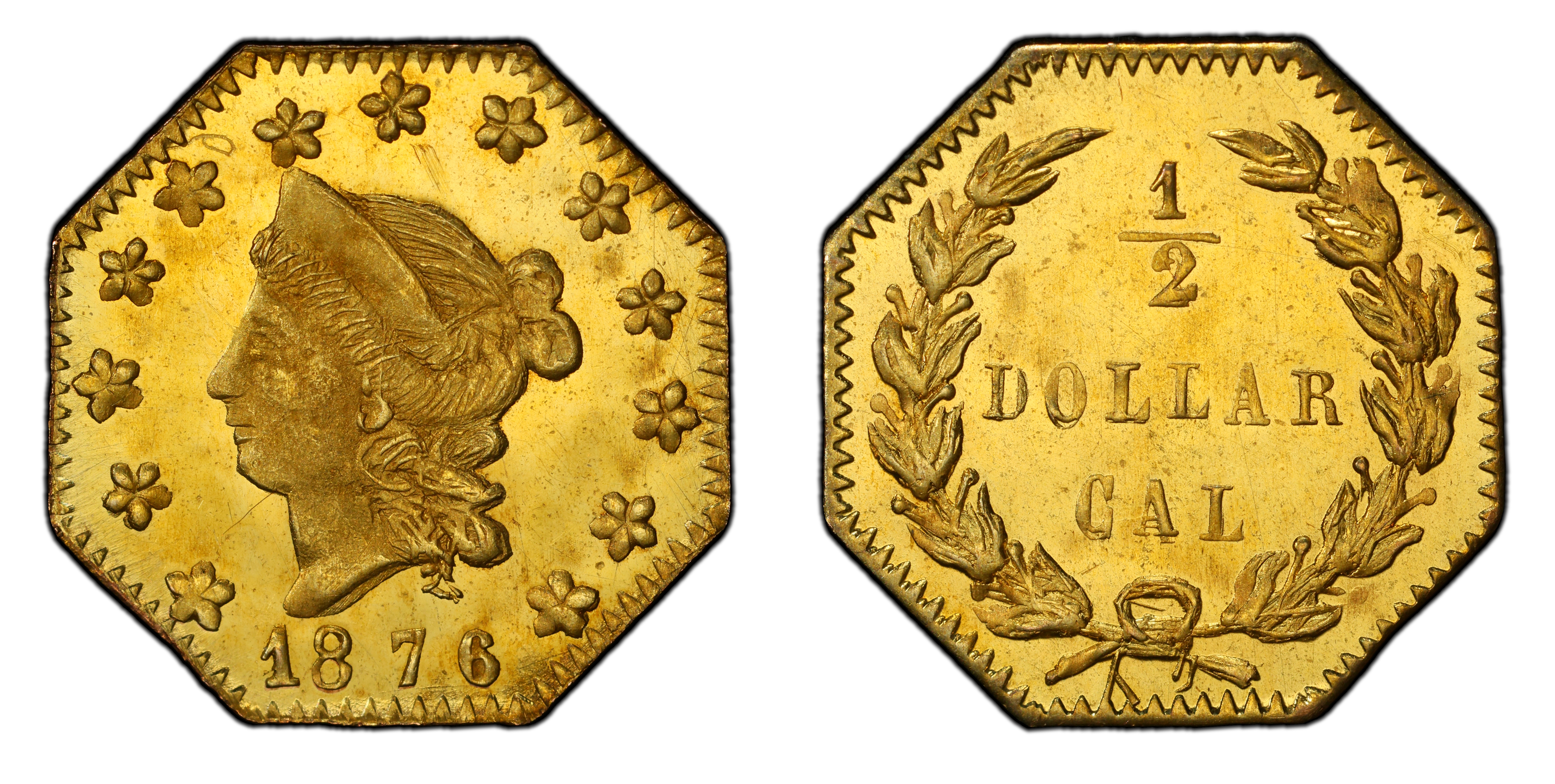 1876 G50C BG932A, PL (Regular Strike) California Fractional Gold