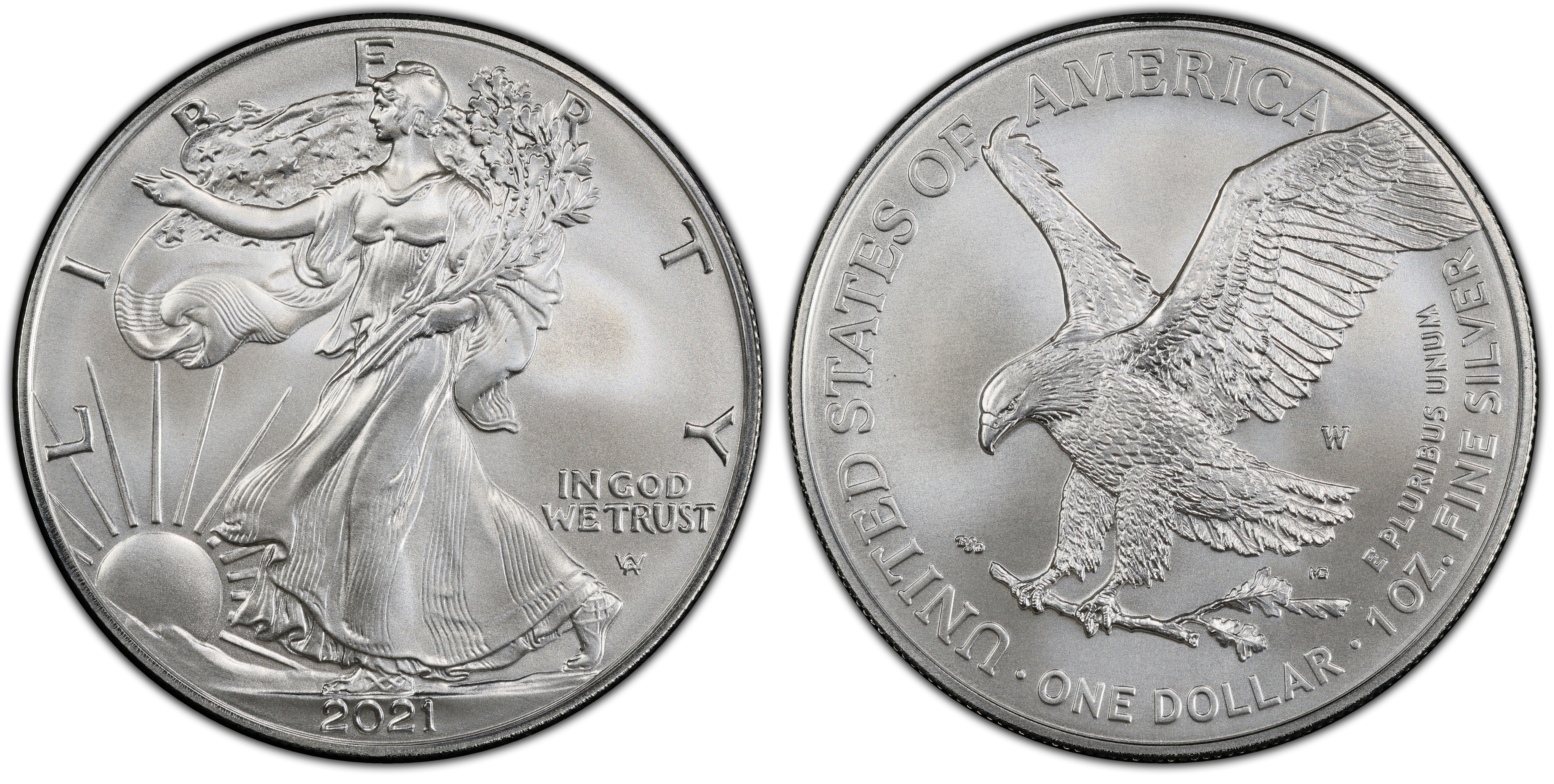 2021-W $1 Burnished Silver Eagle-Type 2 (Special Strike) Silver