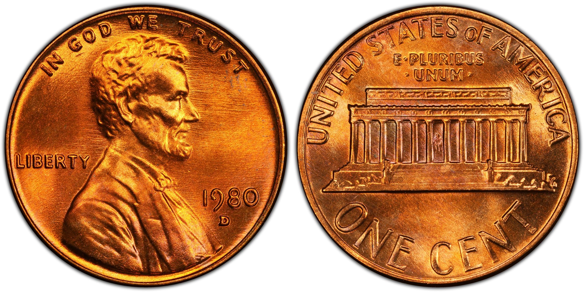 1980 D 1C RD Regular Strike Lincoln Cent Modern PCGS CoinFacts