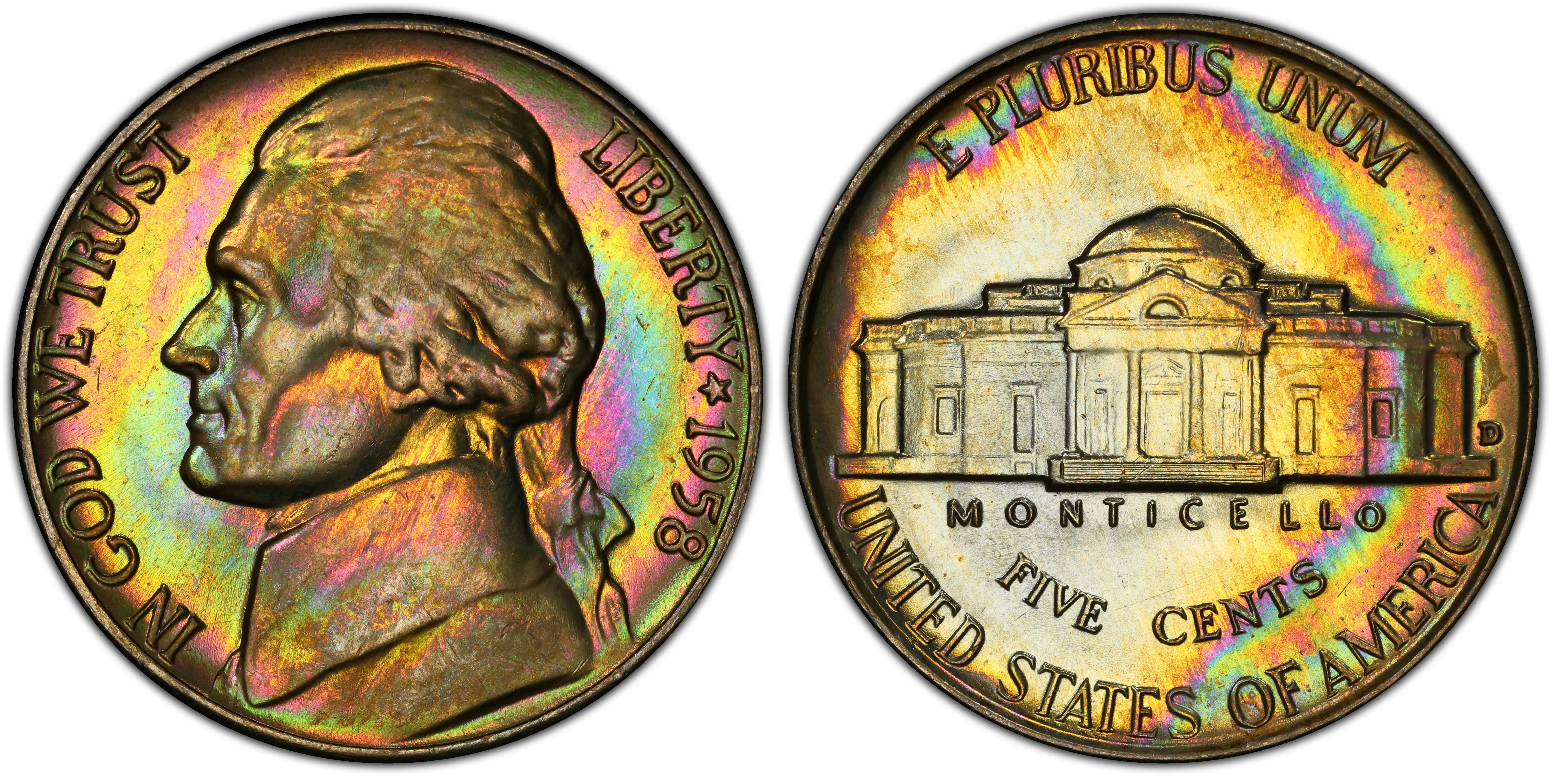 アンティークコイン 硬貨 1958-D JEFFERSON NICKEL - PCGS MS65FS