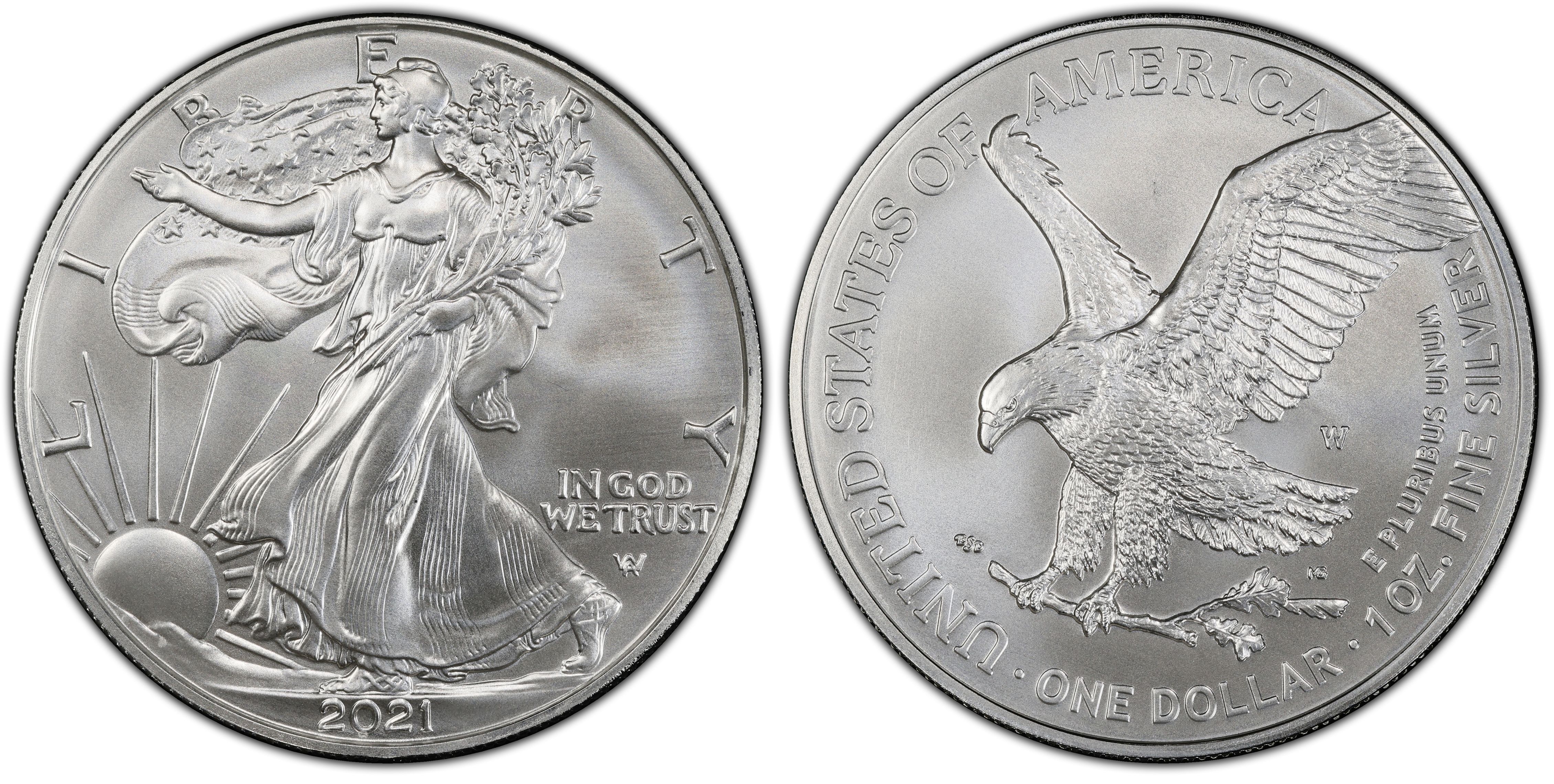 2021-W $1 Burnished Silver Eagle-Type 2 (Special Strike) Silver