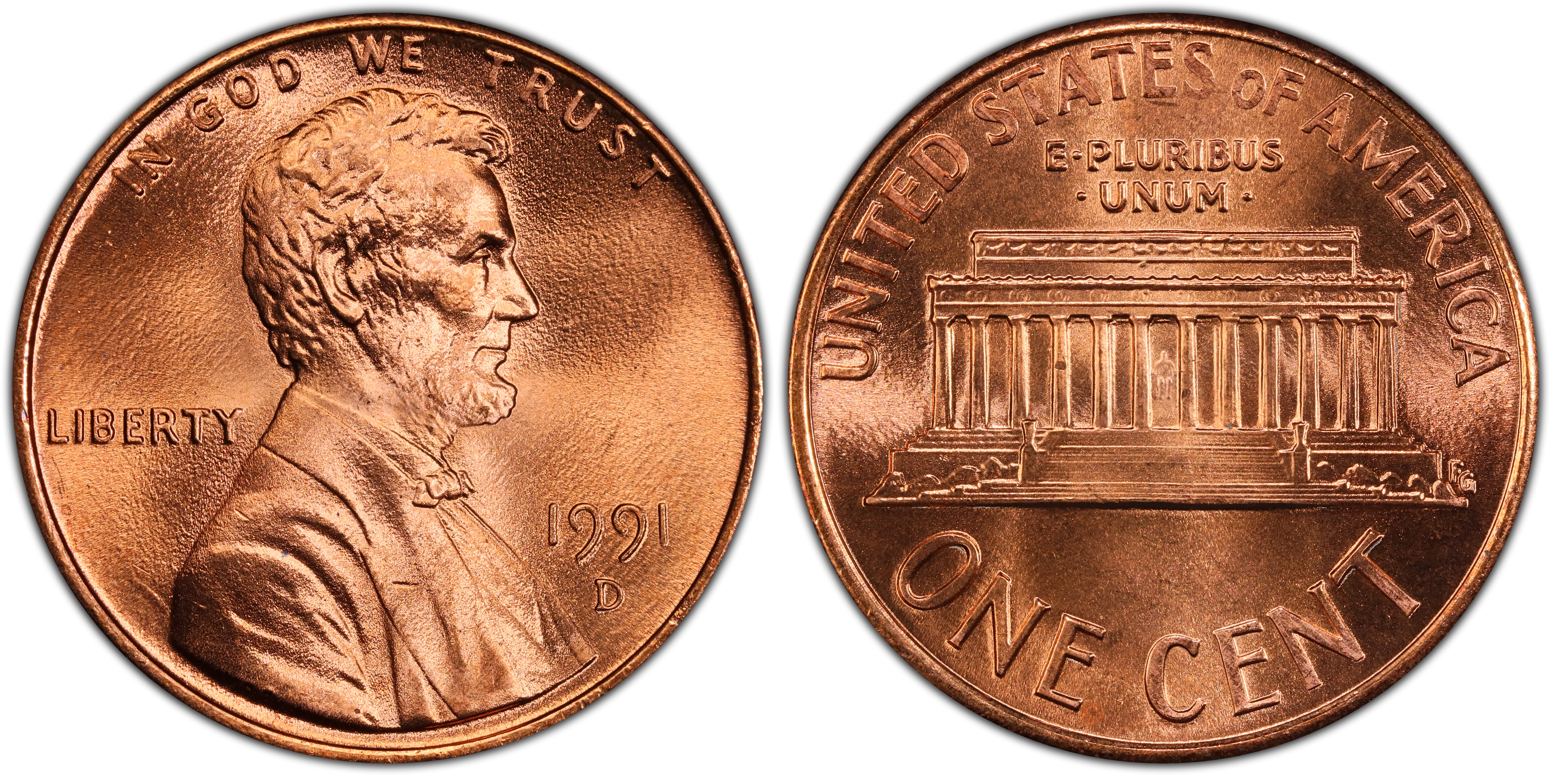 1991-D 1C, RD (Regular Strike) Lincoln Cent (Modern) - PCGS CoinFacts