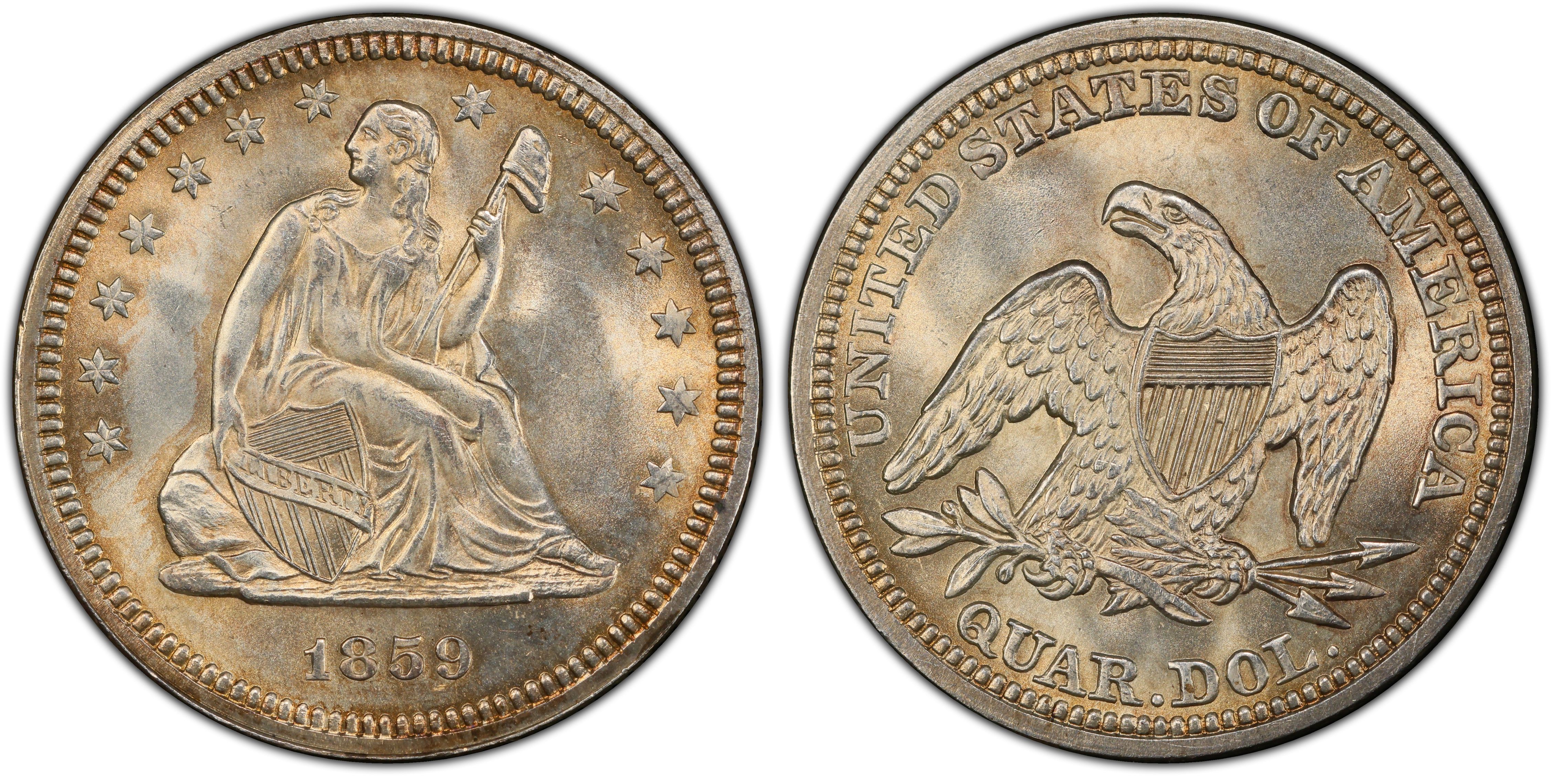 1859 25C (Regular Strike) Liberty Seated Quarter - PCGS CoinFacts