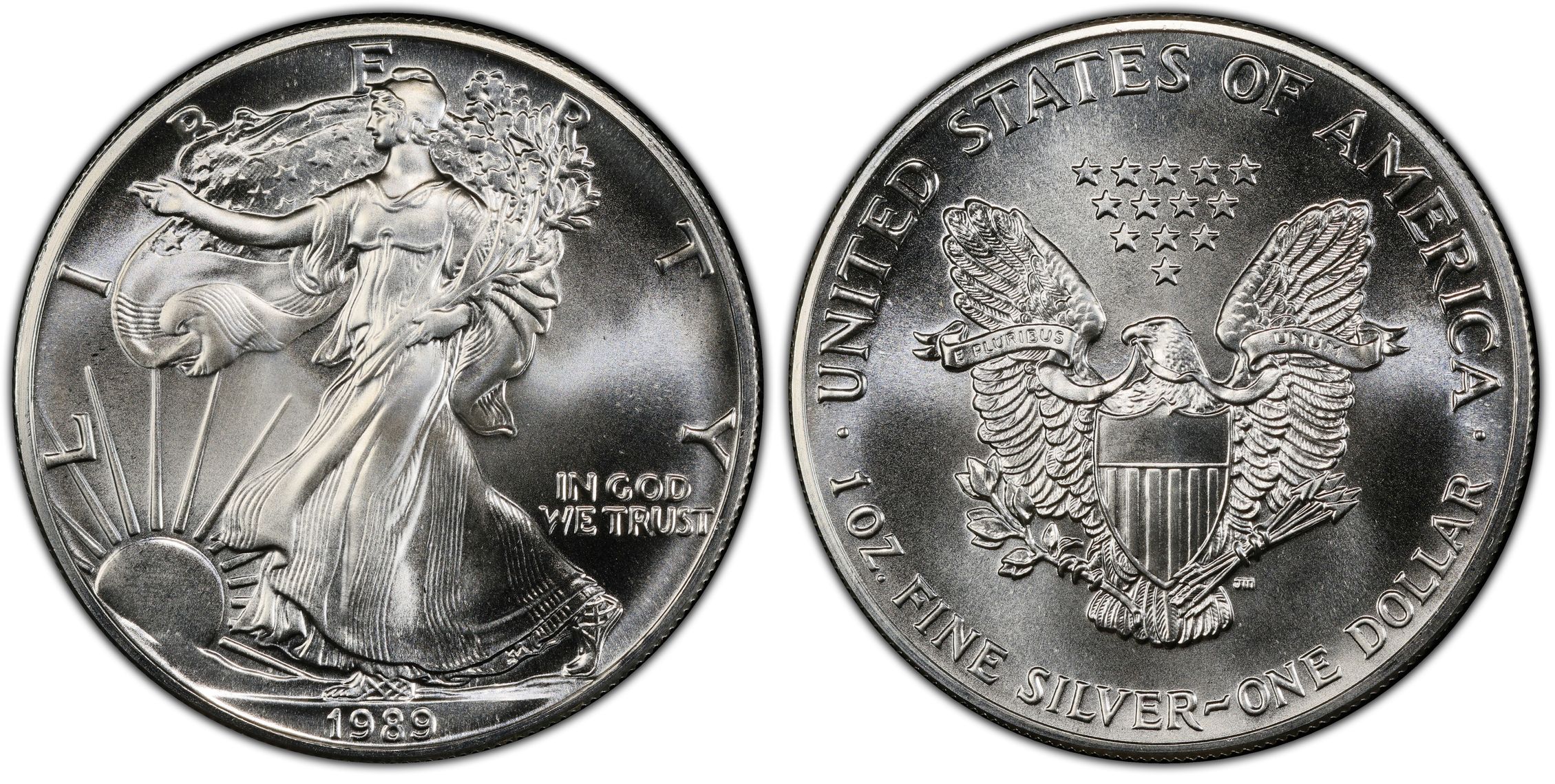 1989 1 Silver Eagle Regular Strike Silver Eagles PCGS CoinFacts