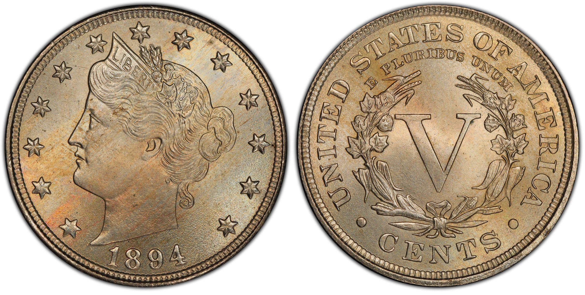 シルバー ゴールド アンティークコイン 1894 Liberty Head V Nickel VG - SKU# #4885 - アンティーク 、コレクション