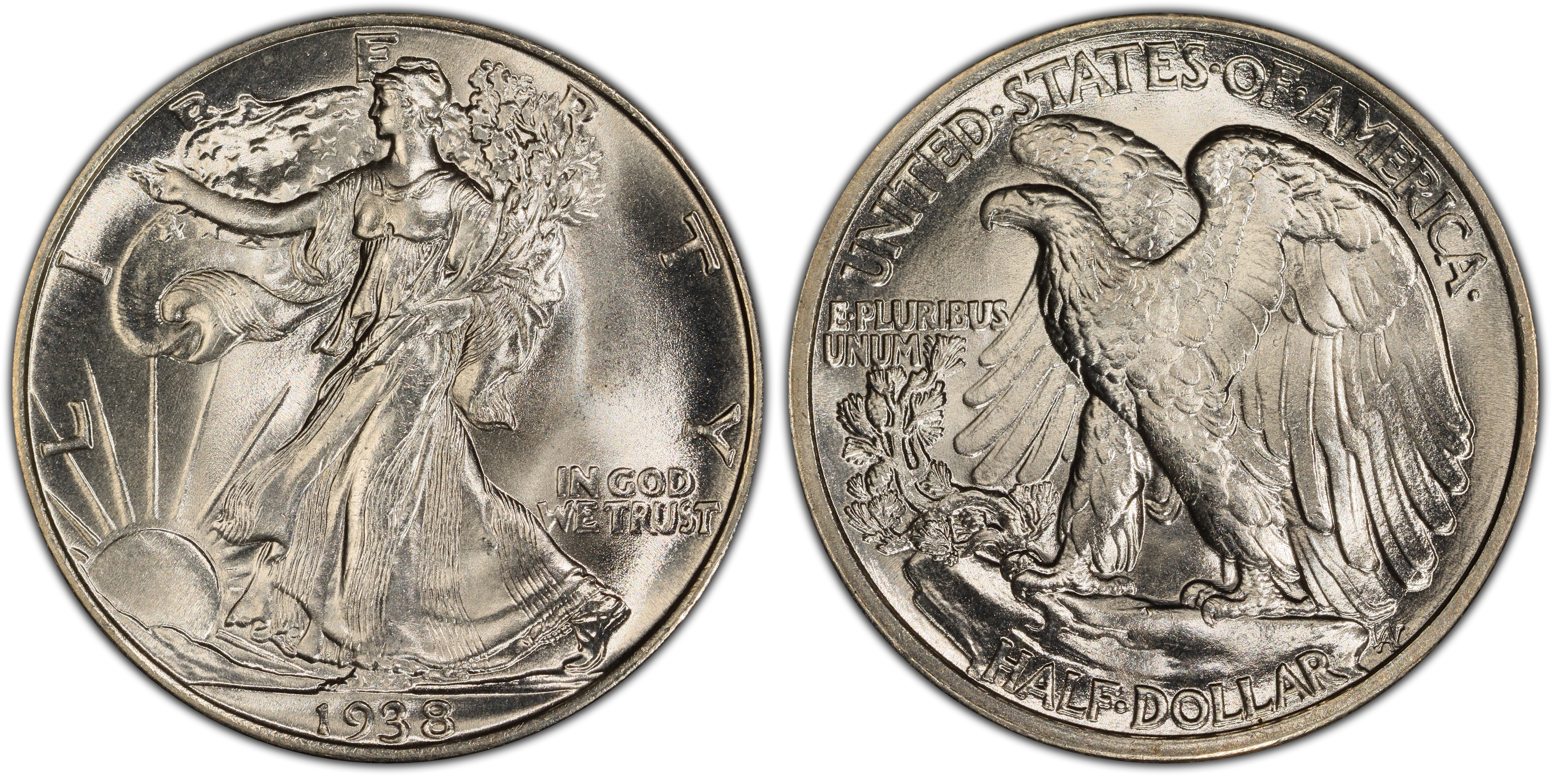 1938 50C Regular Strike Walking Liberty Half Dollar PCGS CoinFacts