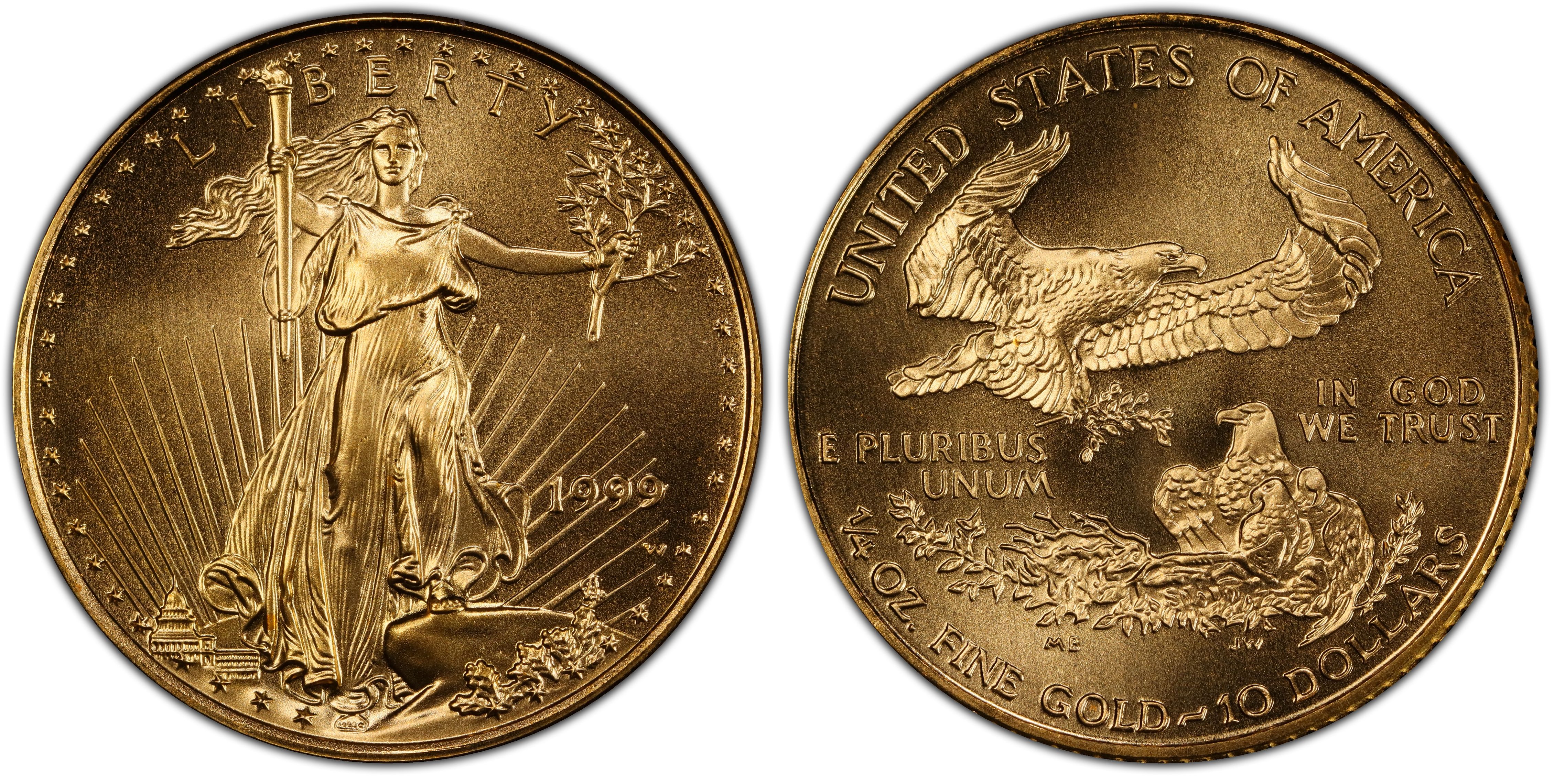 1999-W $10 Unfinished Proof Dies Gold Eagle (Regular Strike) Gold