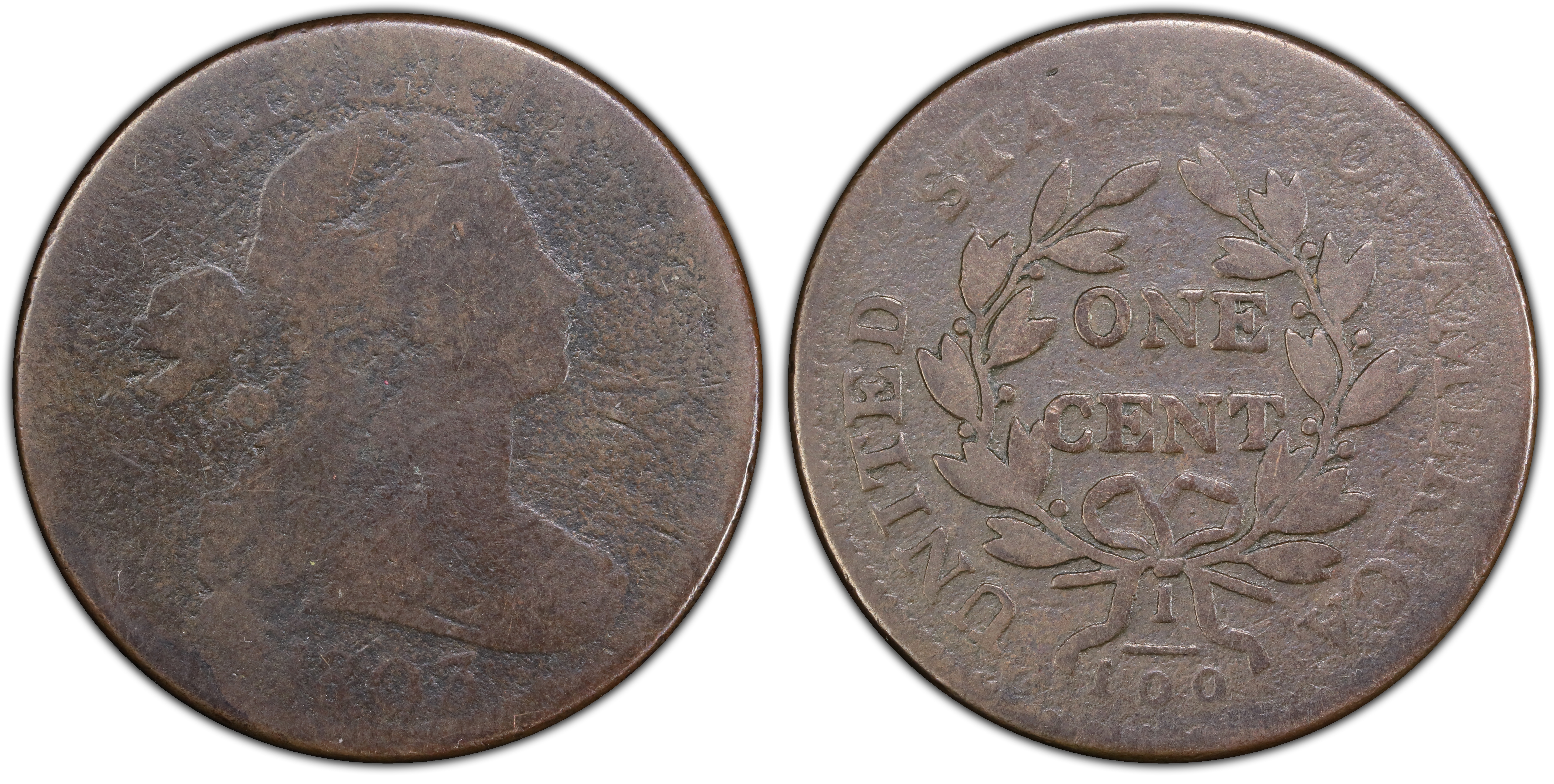 1803 1C S-NC-1 Sm Date, Sm Frac, BN (Regular Strike) Draped Bust Cent ...