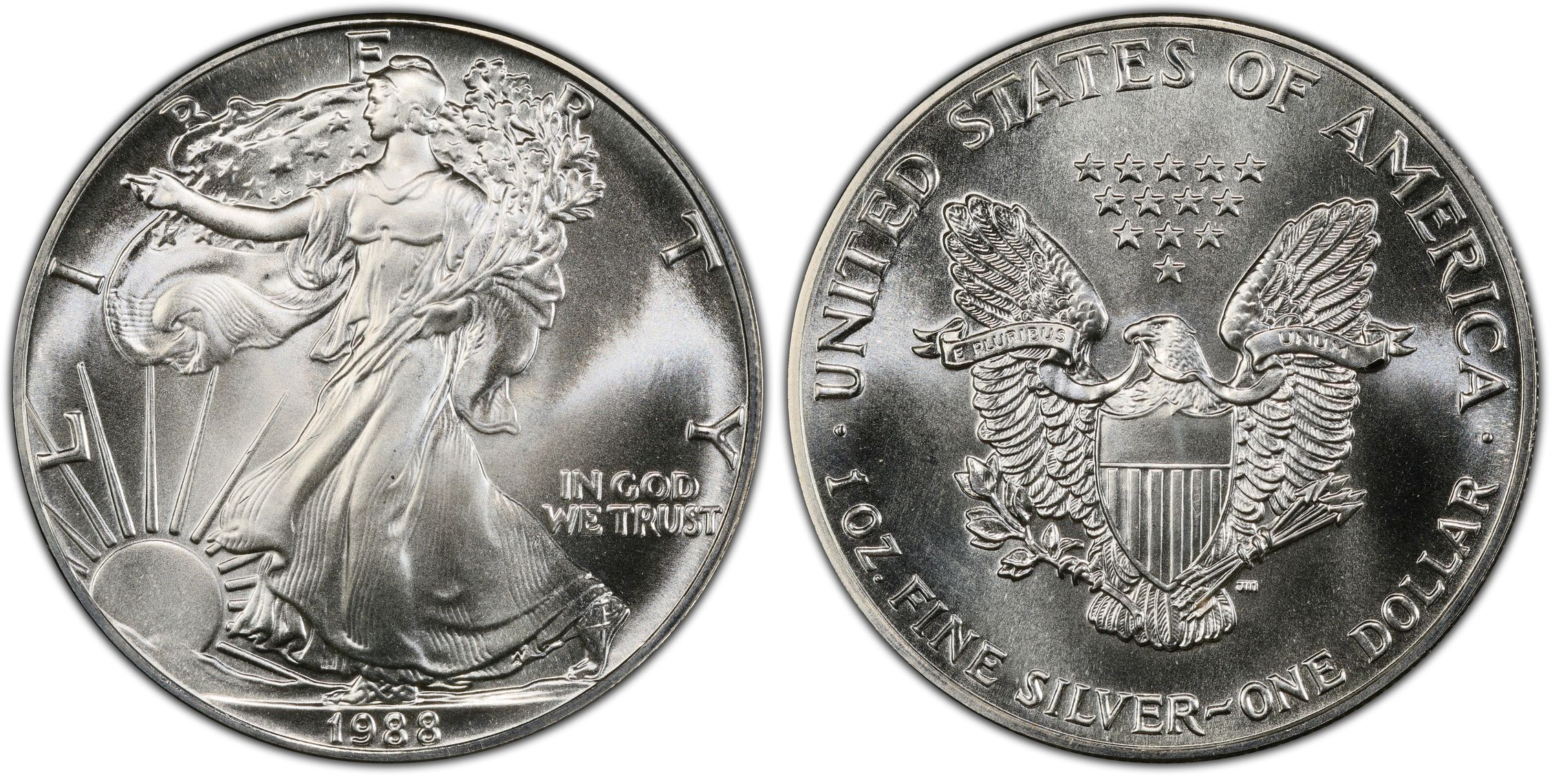 1988 1 Silver Eagle Regular Strike Silver Eagles PCGS CoinFacts