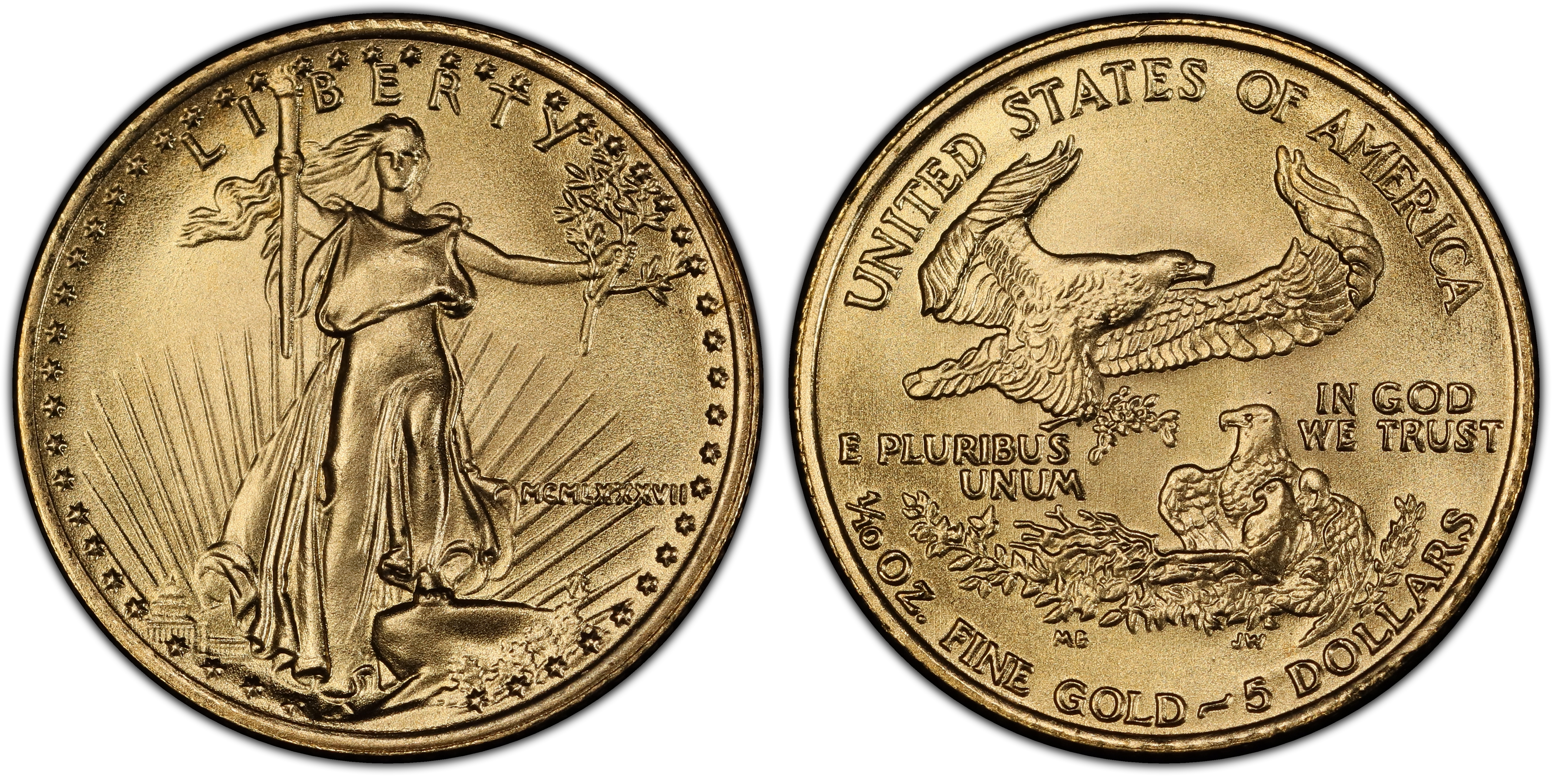 1987 5 Gold Eagle Regular Strike Gold Eagles PCGS CoinFacts