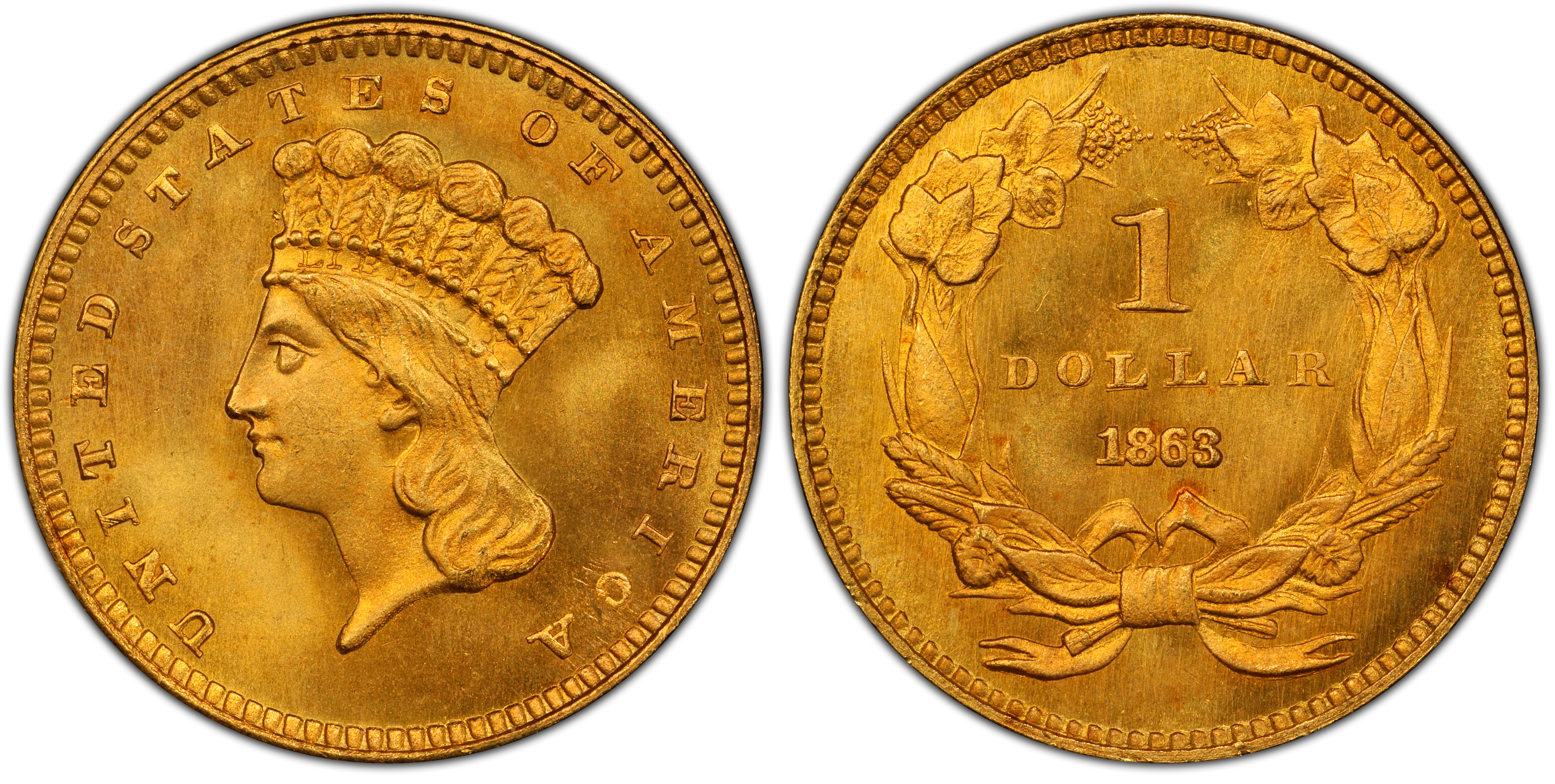 1863 G 1 Regular Strike Gold Dollar PCGS CoinFacts