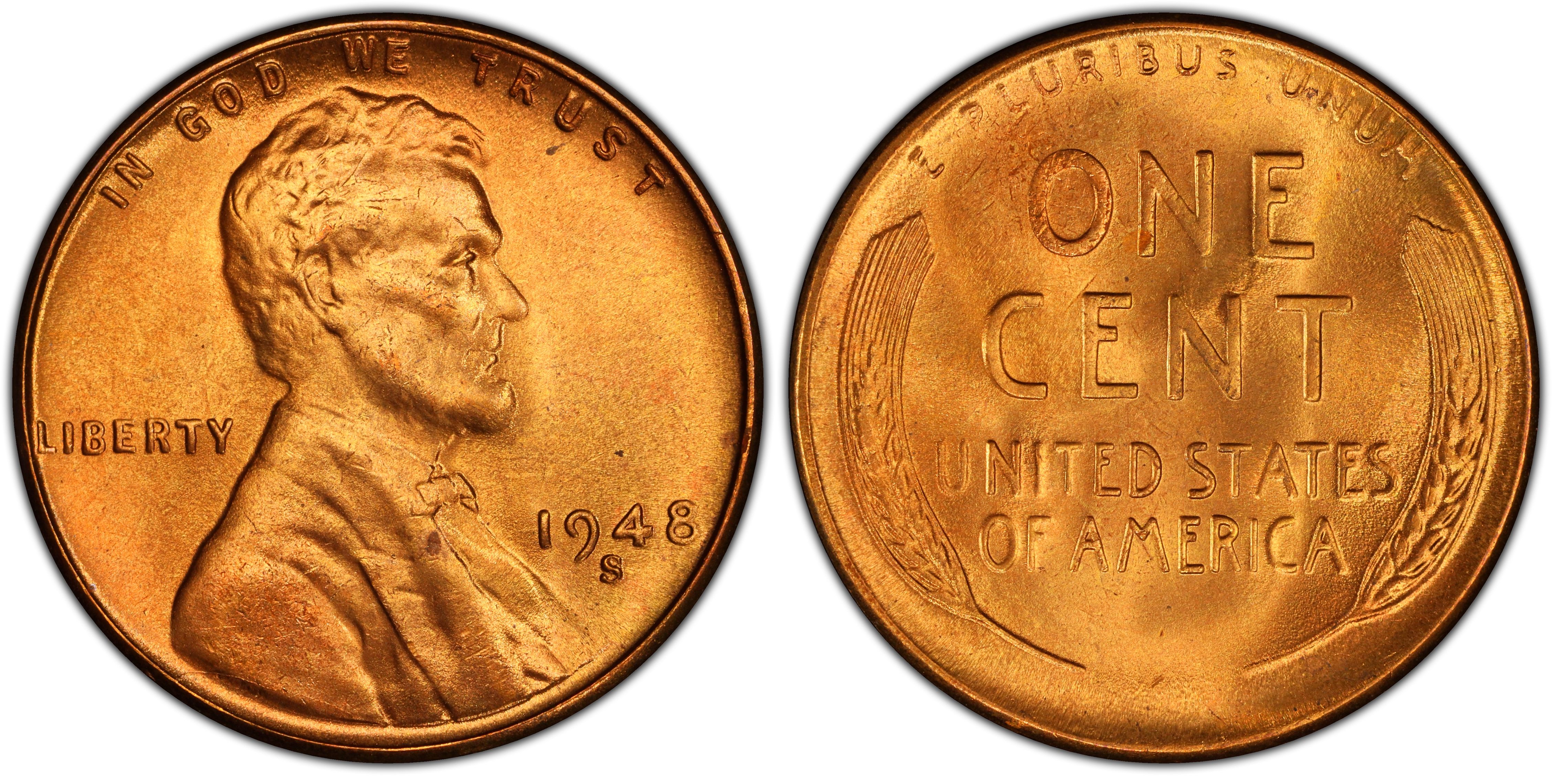 Images of Lincoln Cent (Wheat Reverse) 1948-S 1C, RD - PCGS CoinFacts