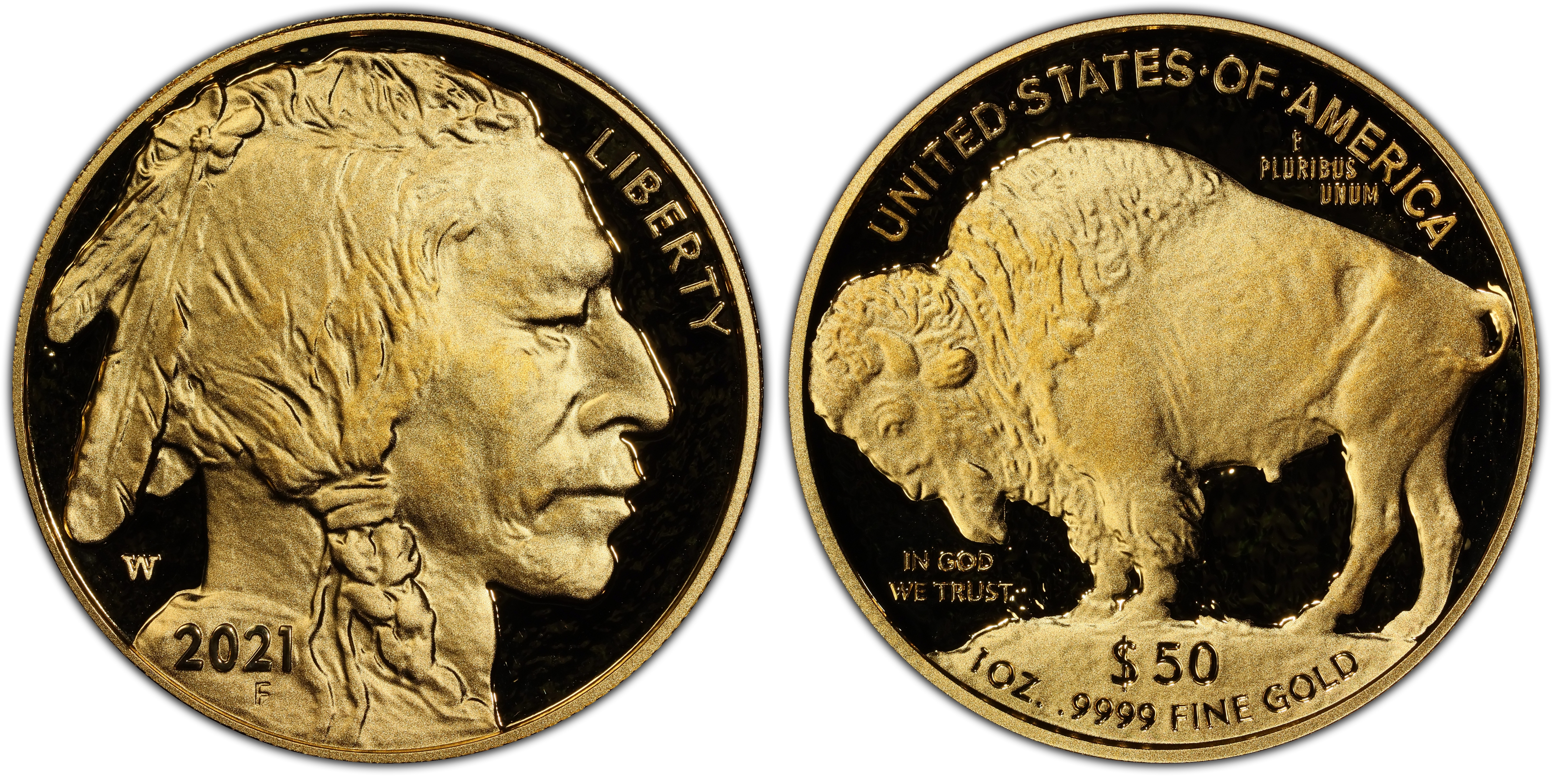 2021 W 50 American Buffalo .9999 Fine Gold DCAM Proof Gold