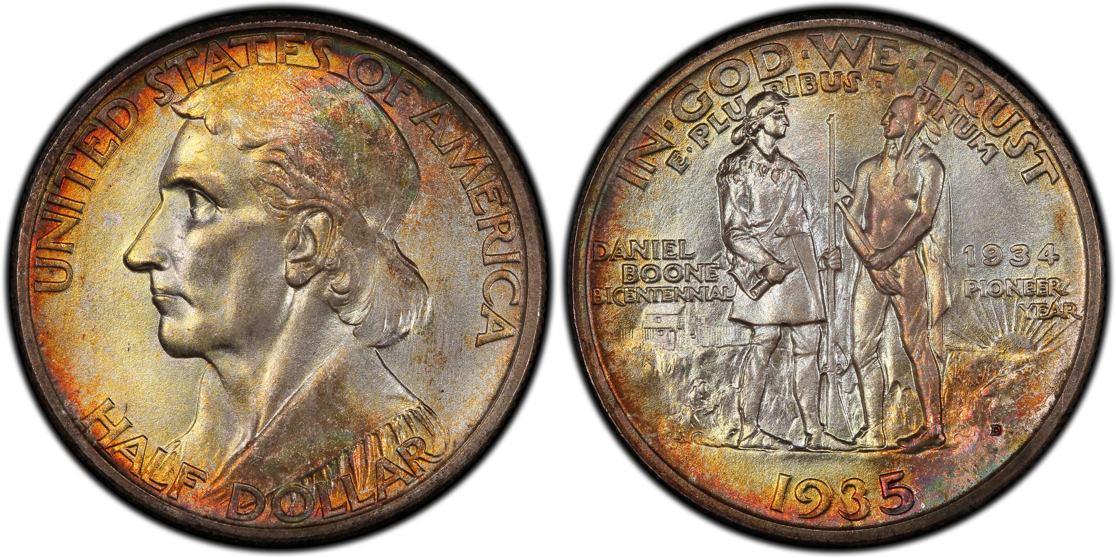 1935 34 D 50C Boone Regular Strike Silver Commemorative PCGS