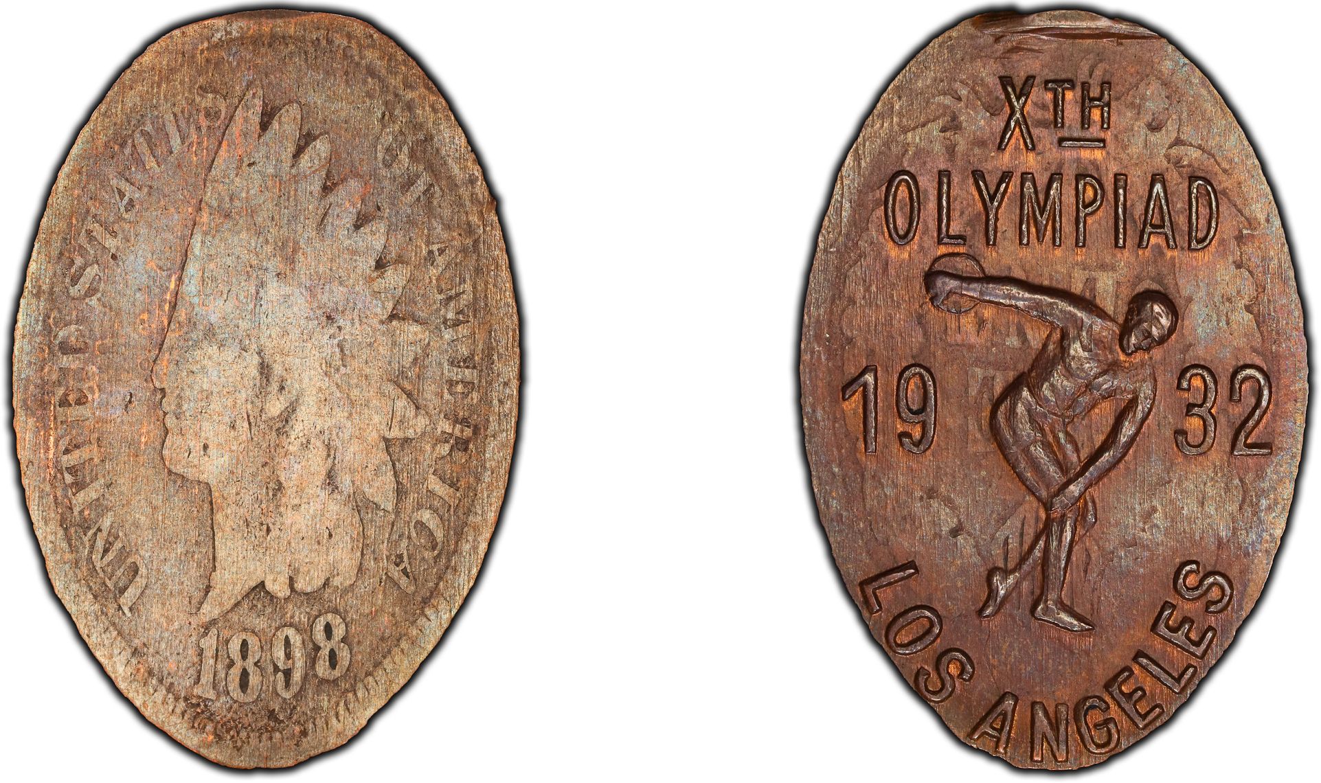 1932 Elongated M&D-2b Xth Olympiad CA (Regular Strike) Elongated Coins ...