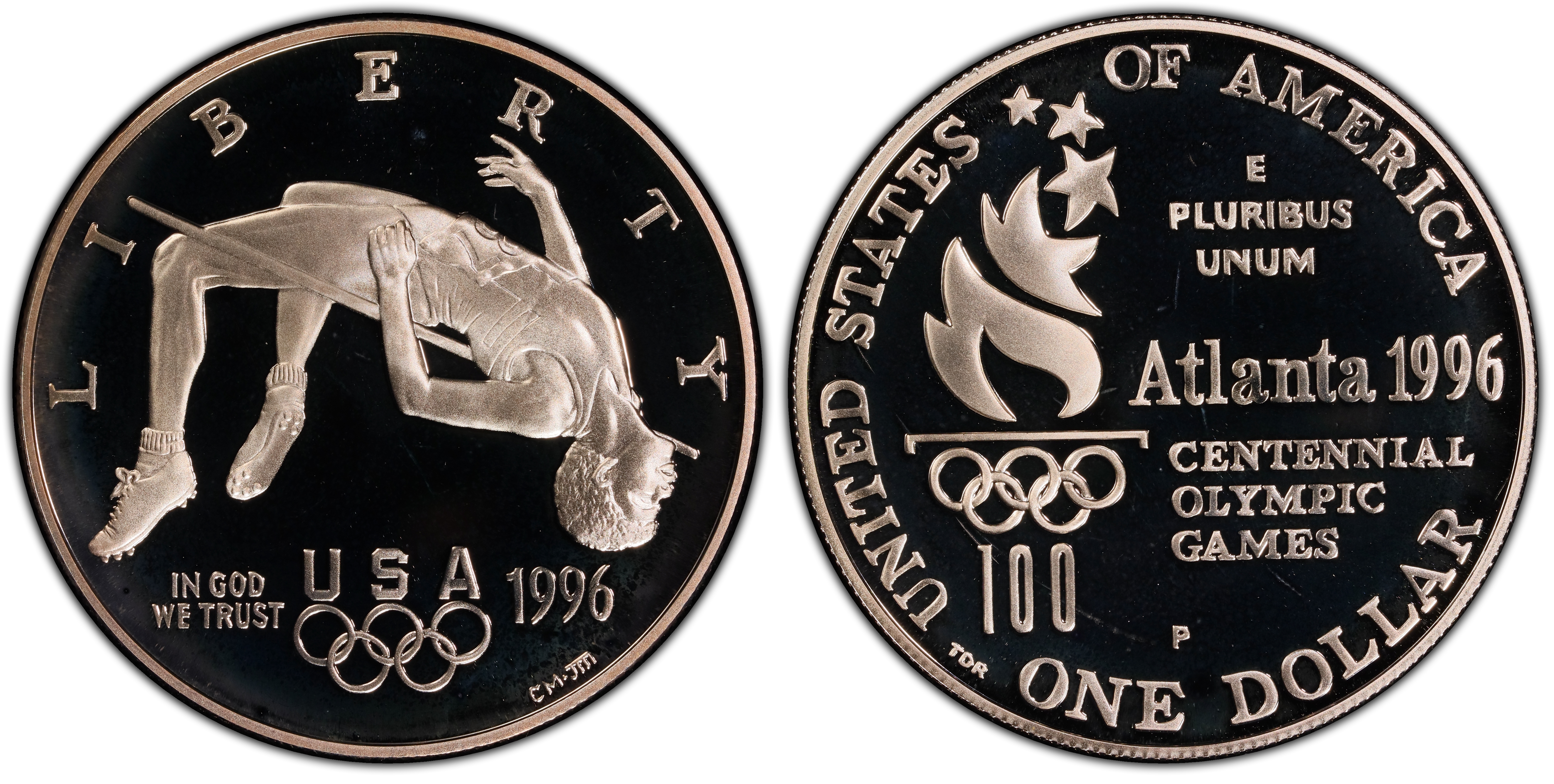 1996-P $1 High Jump, DCAM (Proof) Modern Silver and Clad