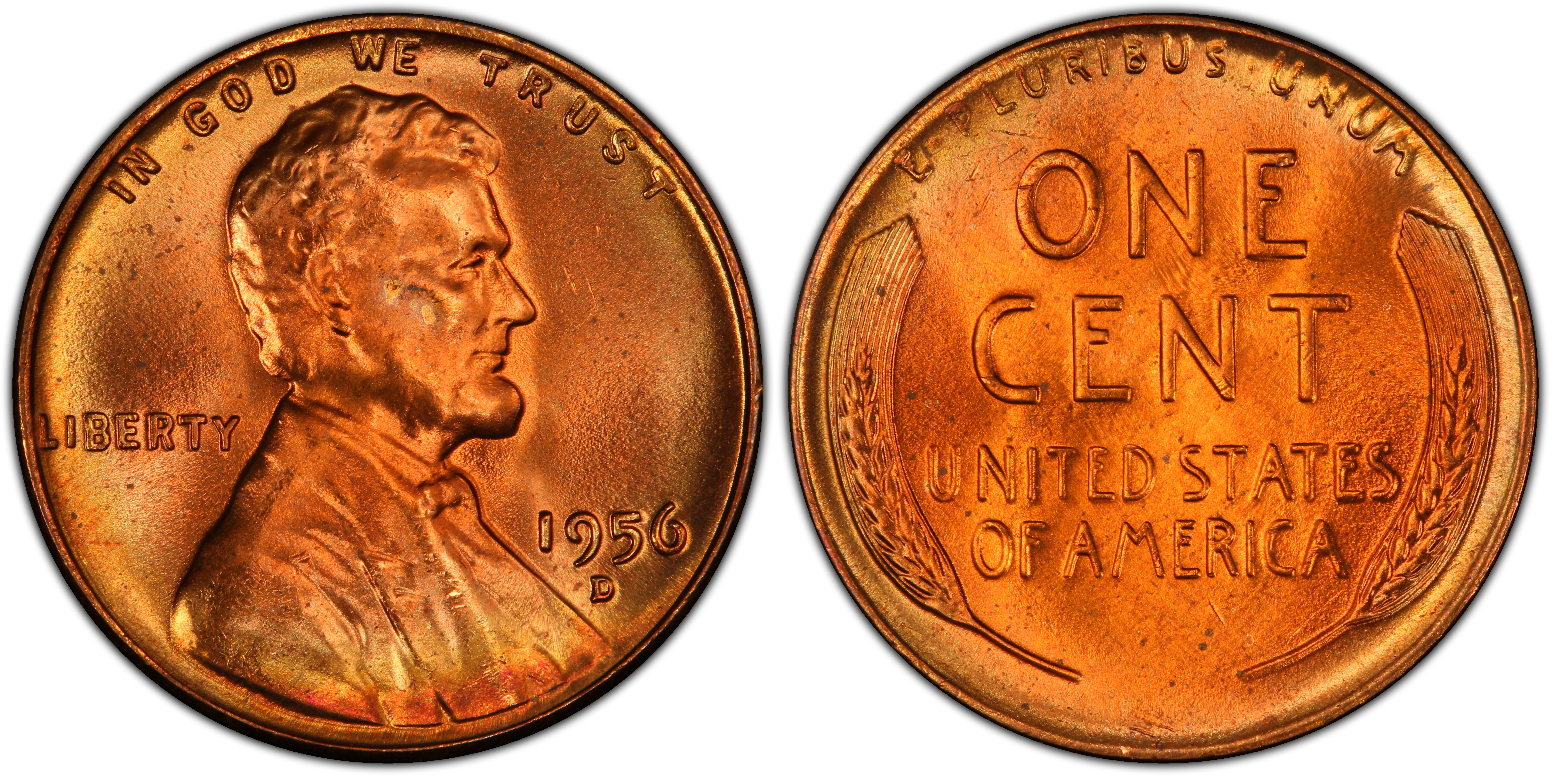 1956-D 1C, RD (Regular Strike) Lincoln Cent (Wheat Reverse) - PCGS CoinFacts