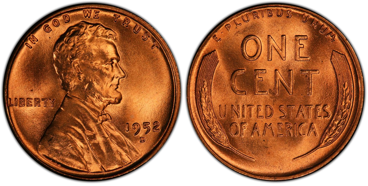 1952-D 1C, RD (Regular Strike) Lincoln Cent (Wheat Reverse) - PCGS ...