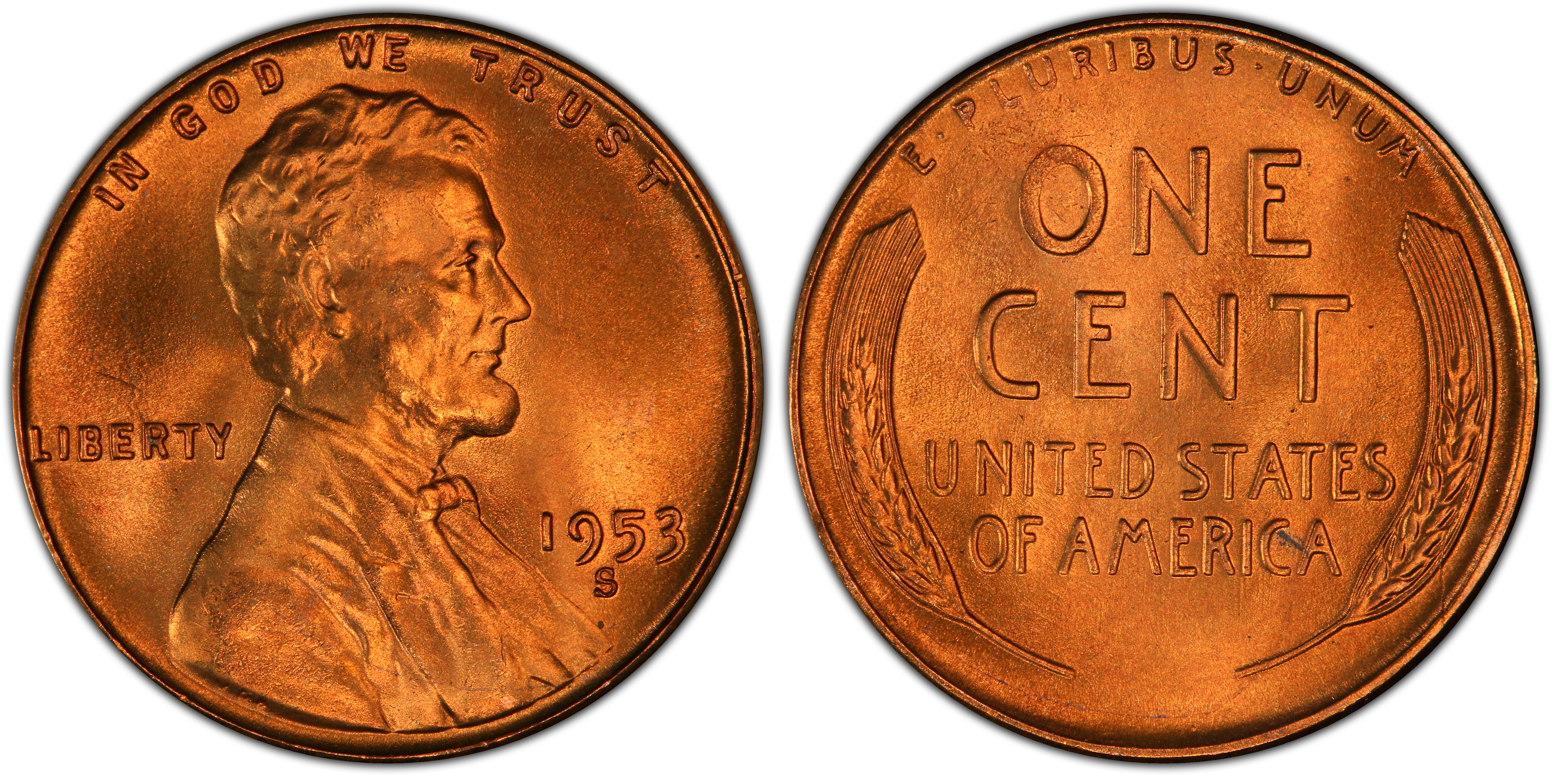 1953-S 1C, RD (Regular Strike) Lincoln Cent (Wheat Reverse) - PCGS ...