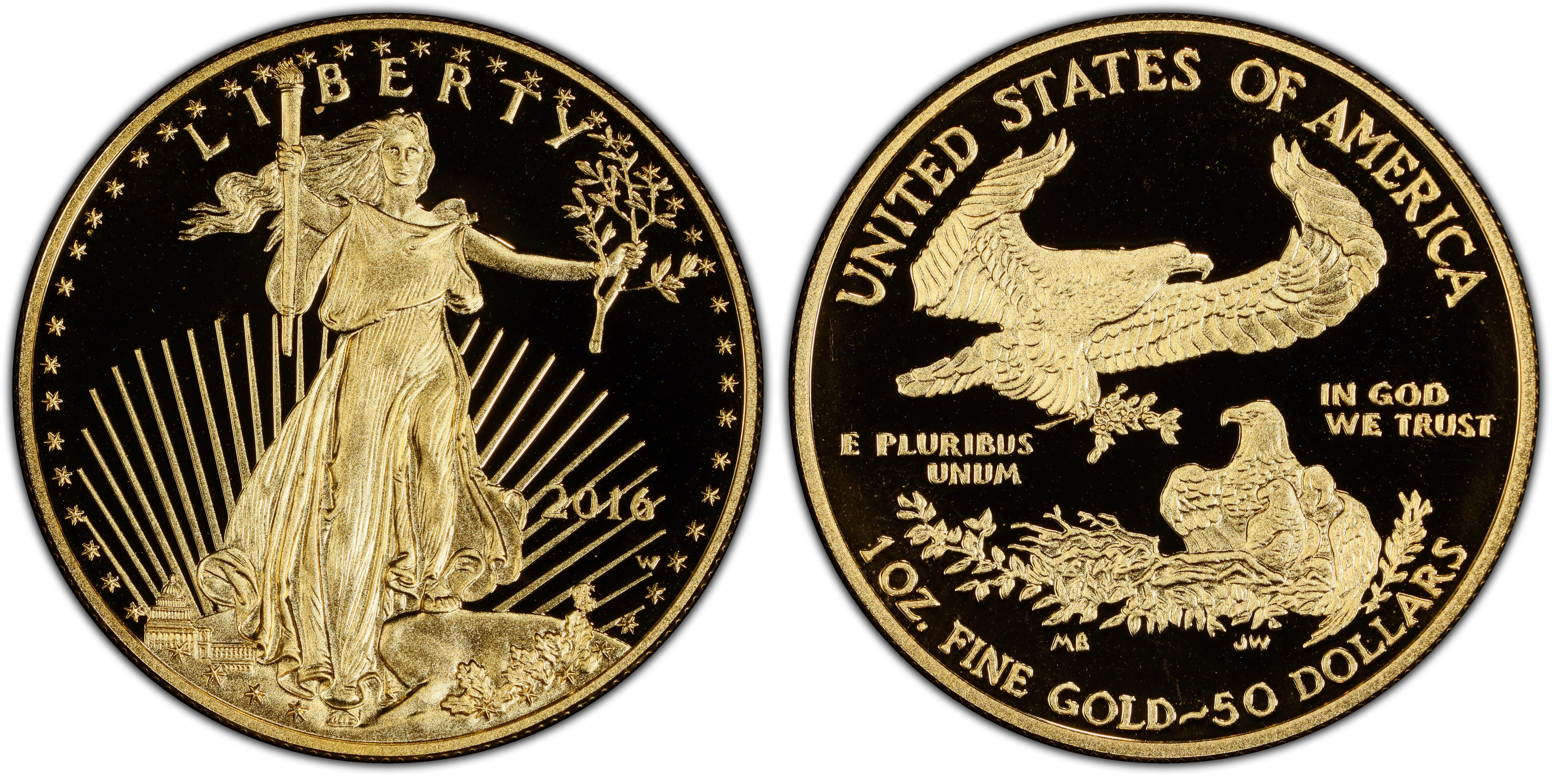 2016 $50 Gold Eagle 30th Anniversary (Regular Strike) Gold