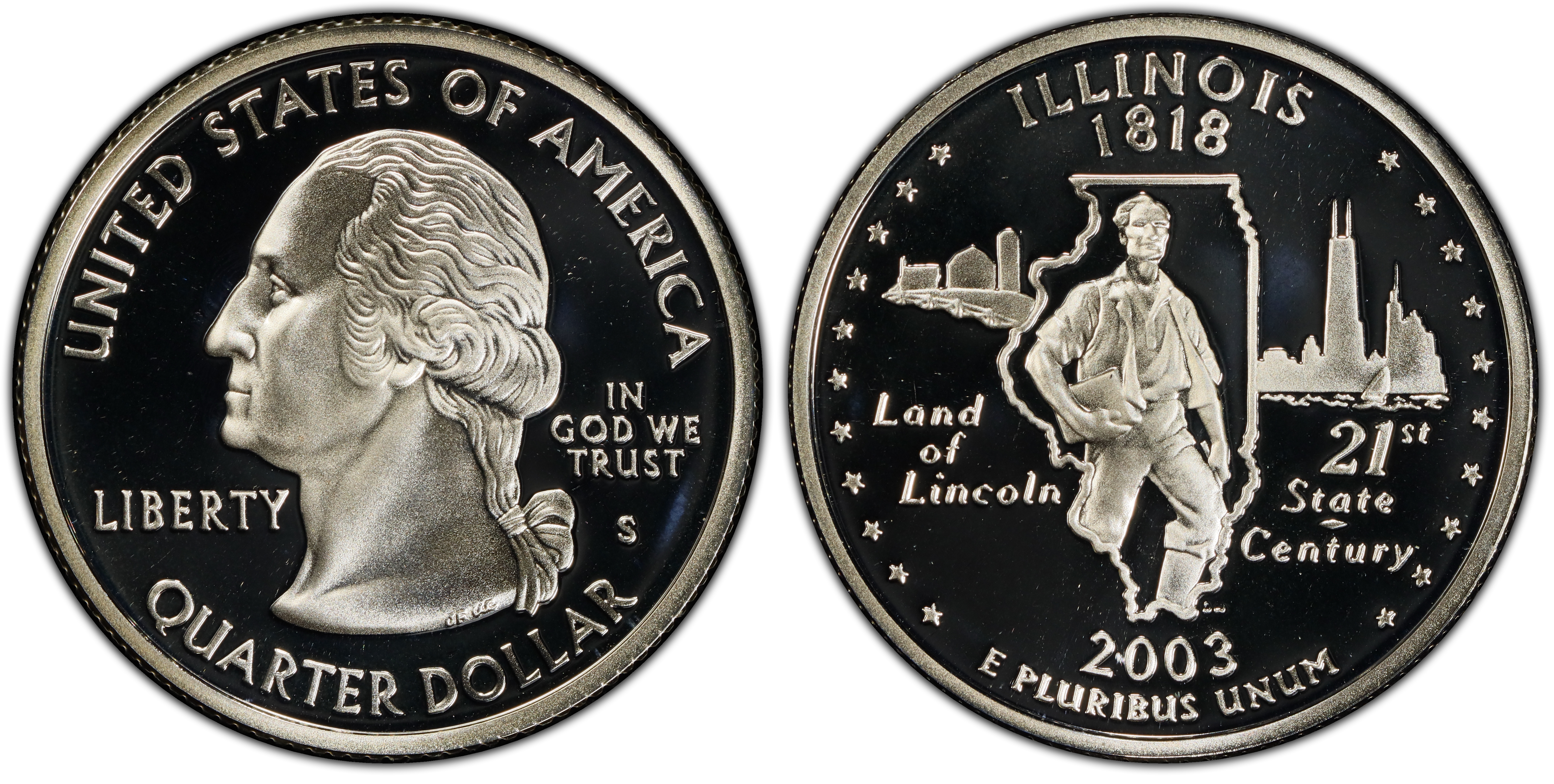 2003-S 25C Illinois Silver, DCAM (Proof) Washington 50 States