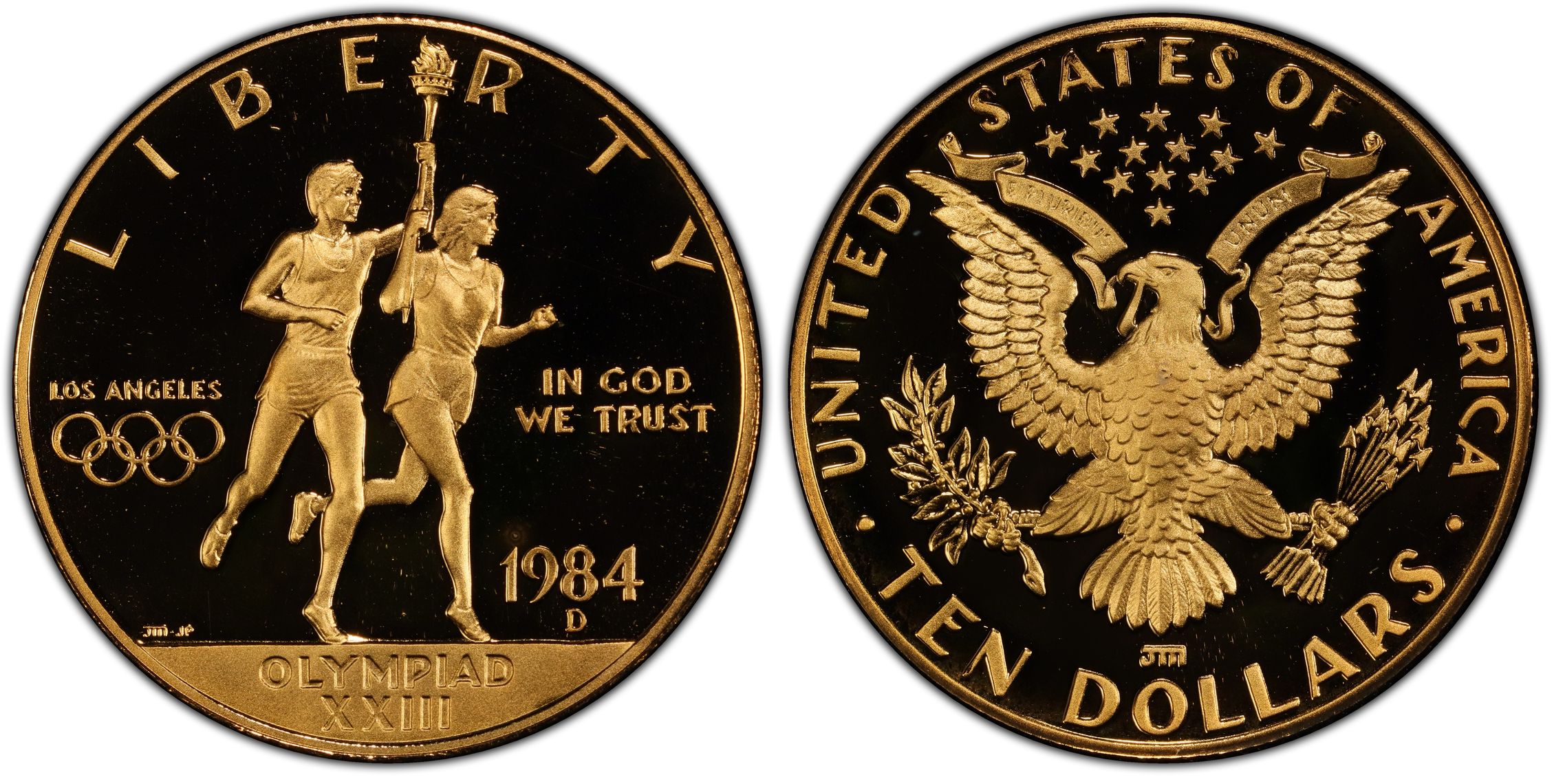 1984-d $10 Olympic, Dcam (proof) Modern Gold Commemorative - Pcgs Coinfacts