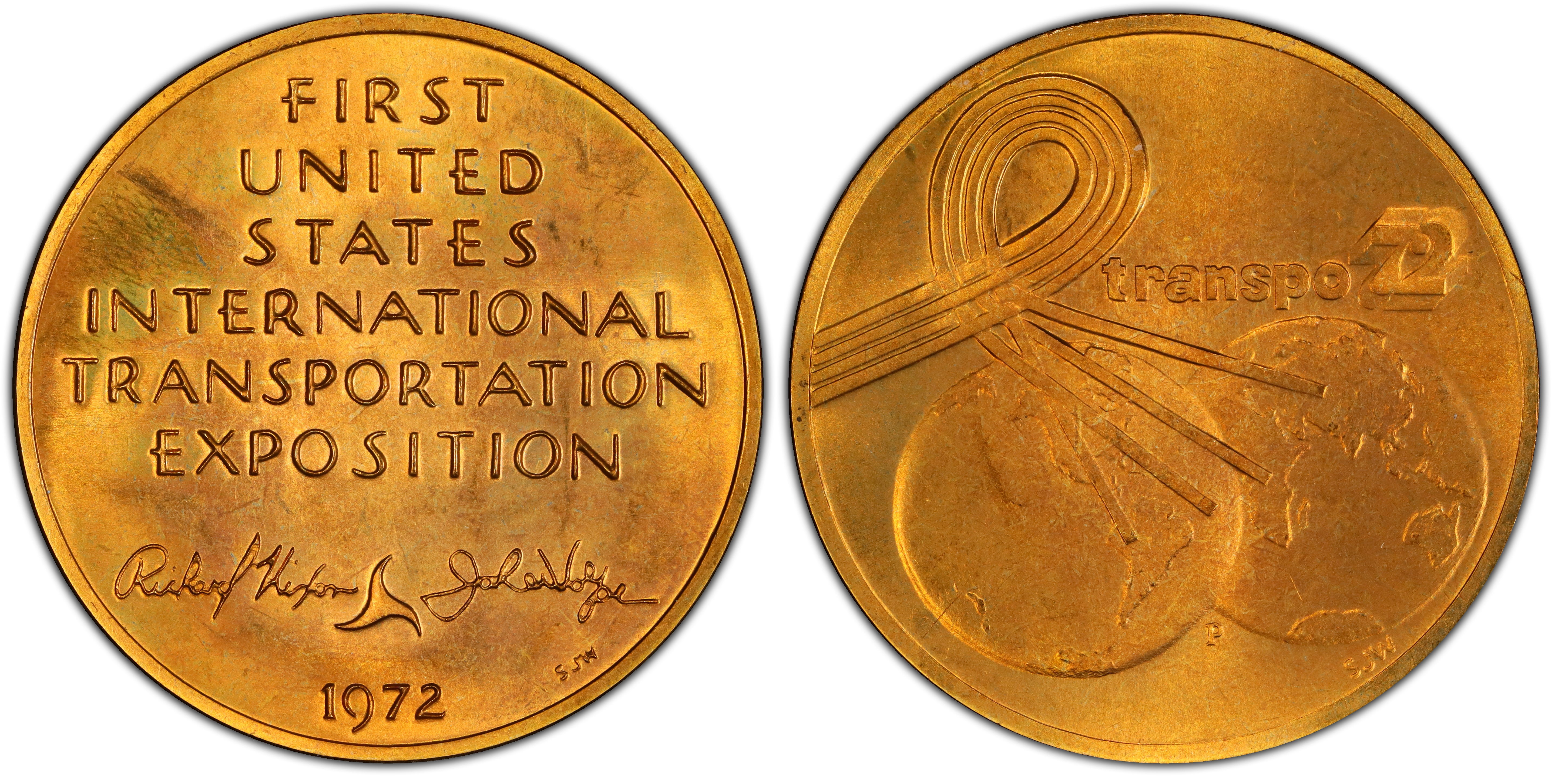 1972-P Medal D1972-3a Bronze Transpo '72 Small, RD (Regular Strike) U.S ...