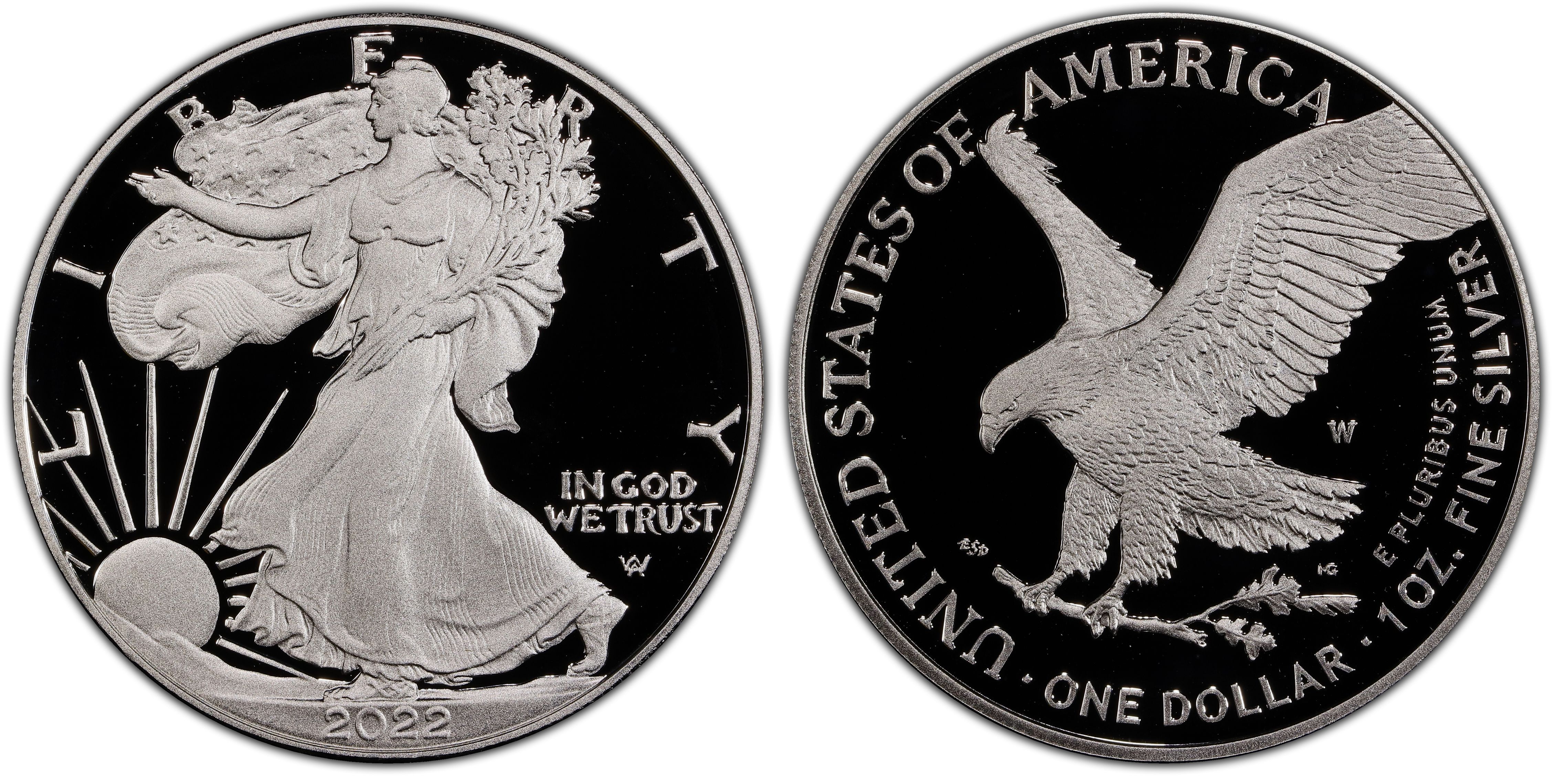 2022-W $1 Silver Eagle First Strike, DCAM (Proof) Silver Eagles