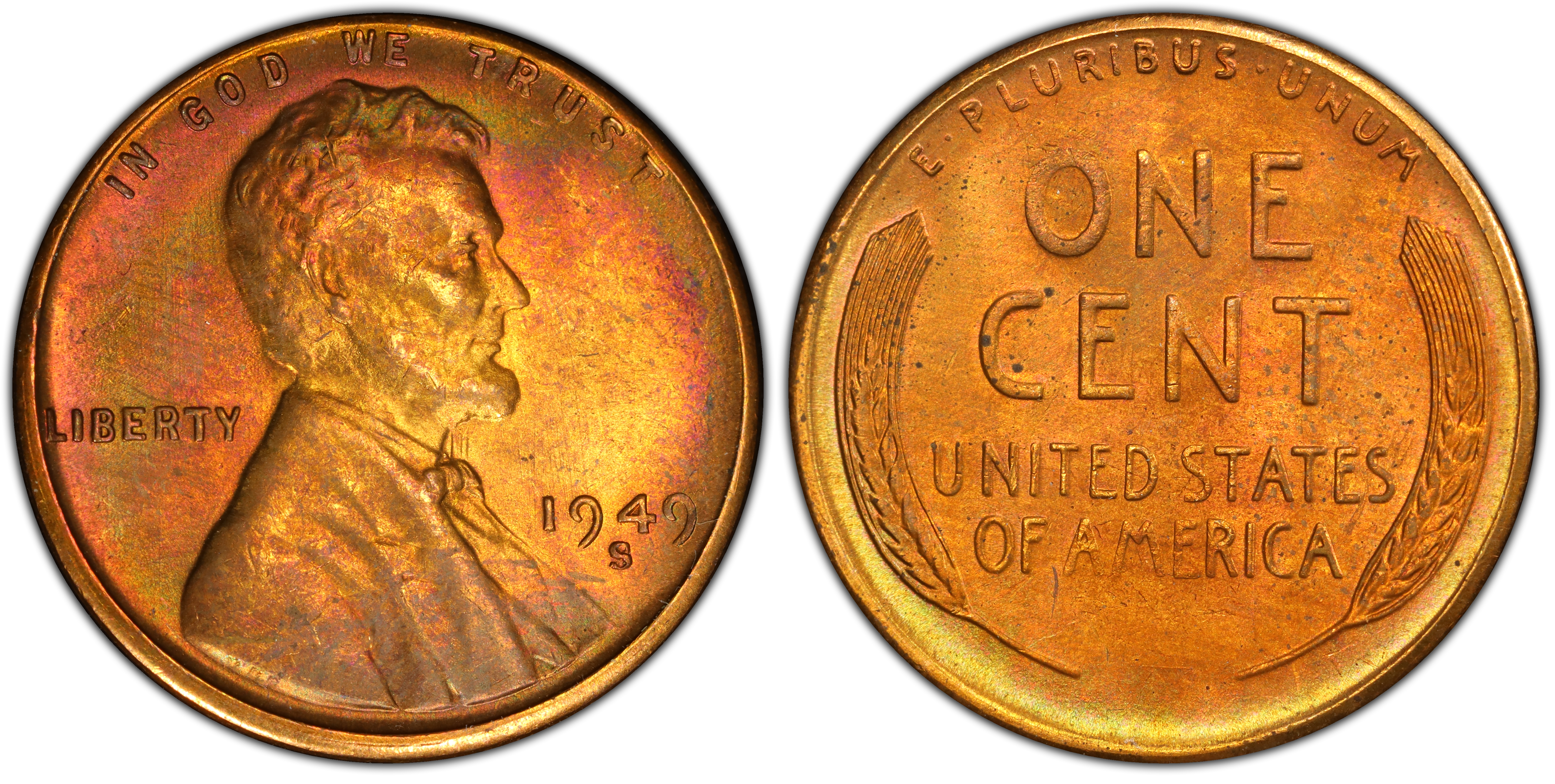 1949-S 1C, RB (Regular Strike) Lincoln Cent (Wheat Reverse) - PCGS CoinFacts