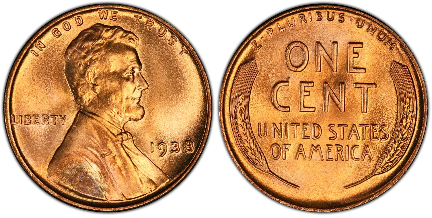 金貨 銀貨 アンティークコイン 1938 LINCOLN WHEAT CENT PENNY 1C PCG