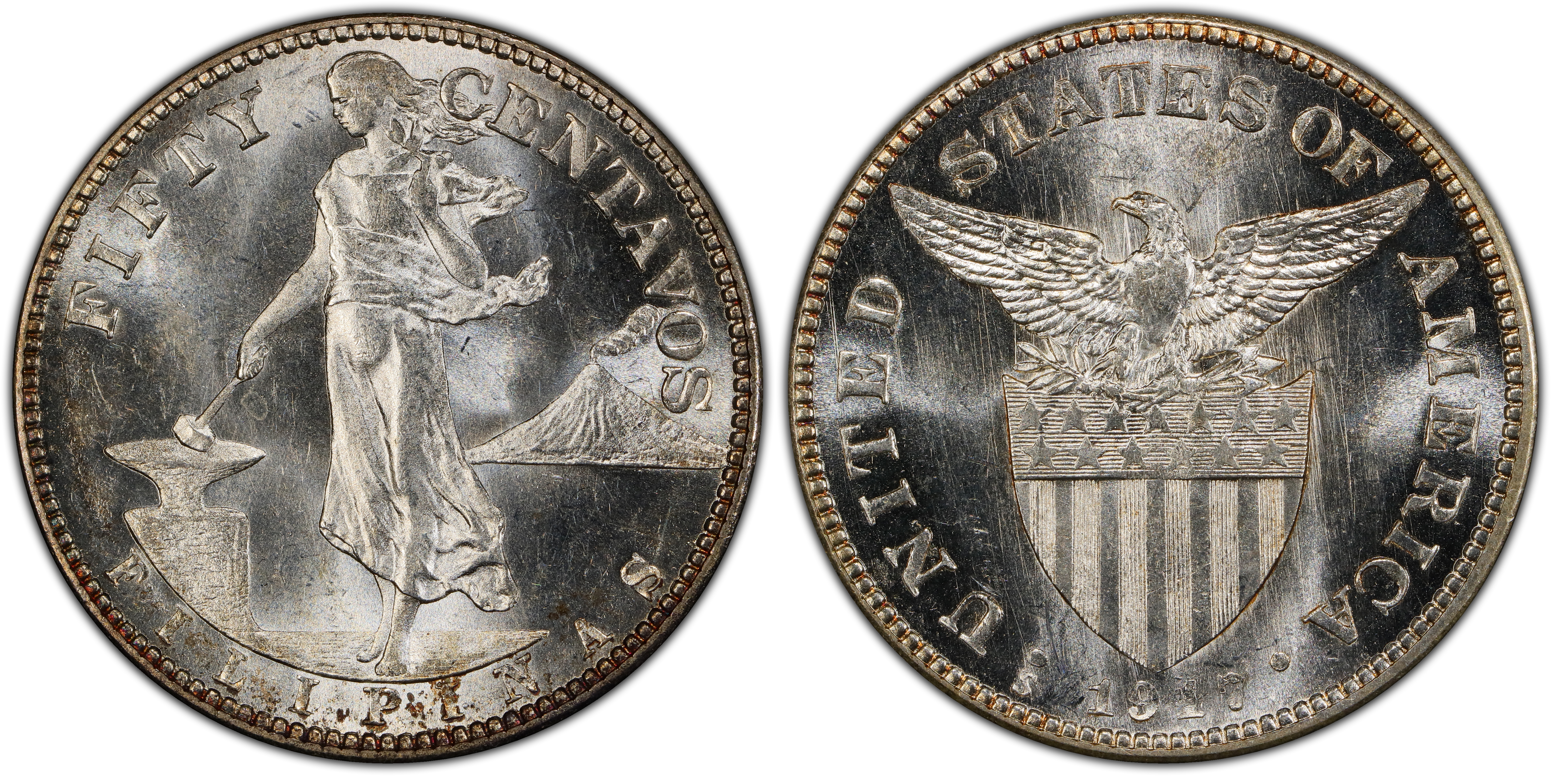 1917-S 50C (Regular Strike) U.S. Philippines - PCGS CoinFacts