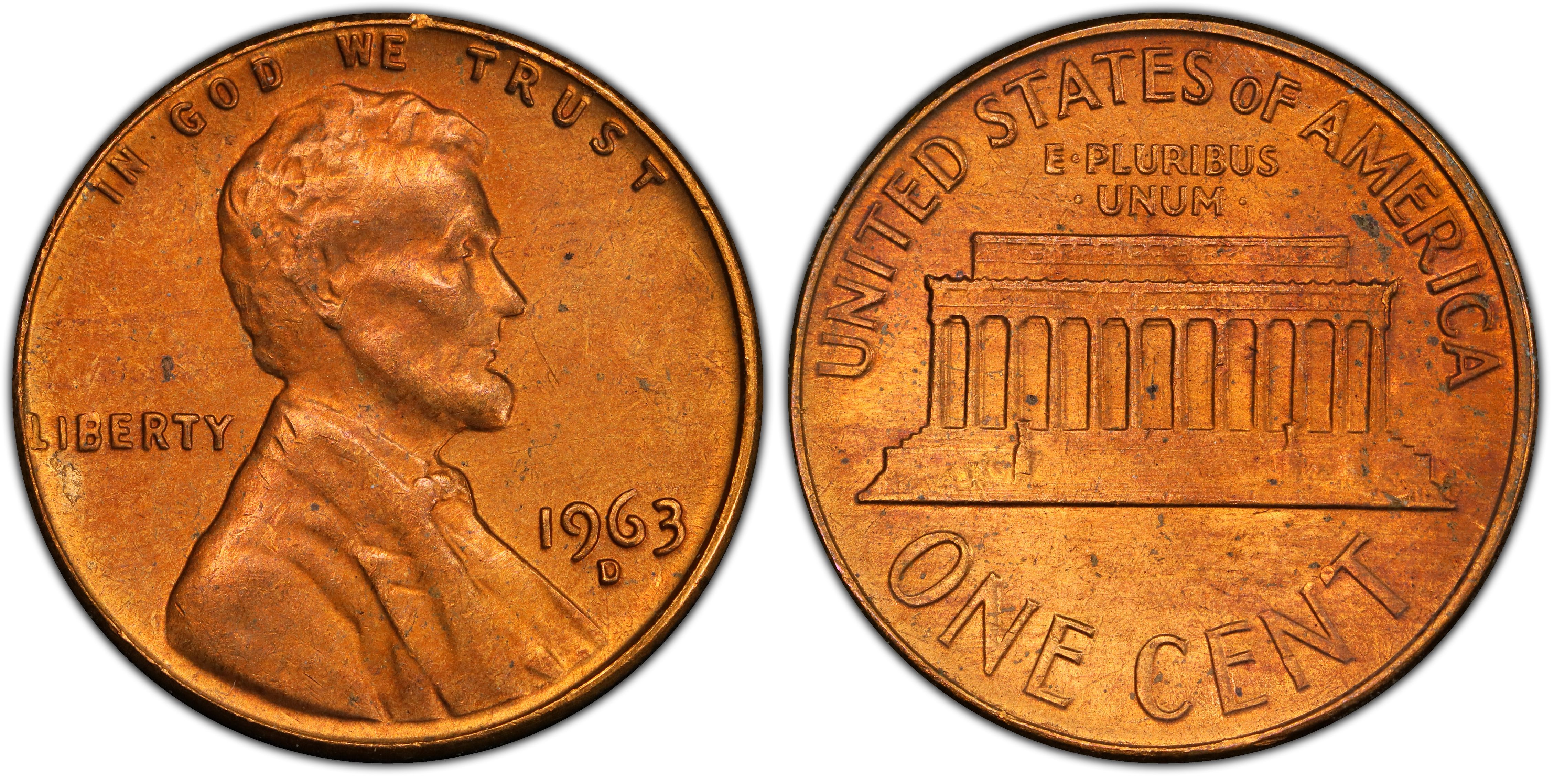 1963-D 1C, RB (Regular Strike) Lincoln Cent (Modern) - PCGS CoinFacts