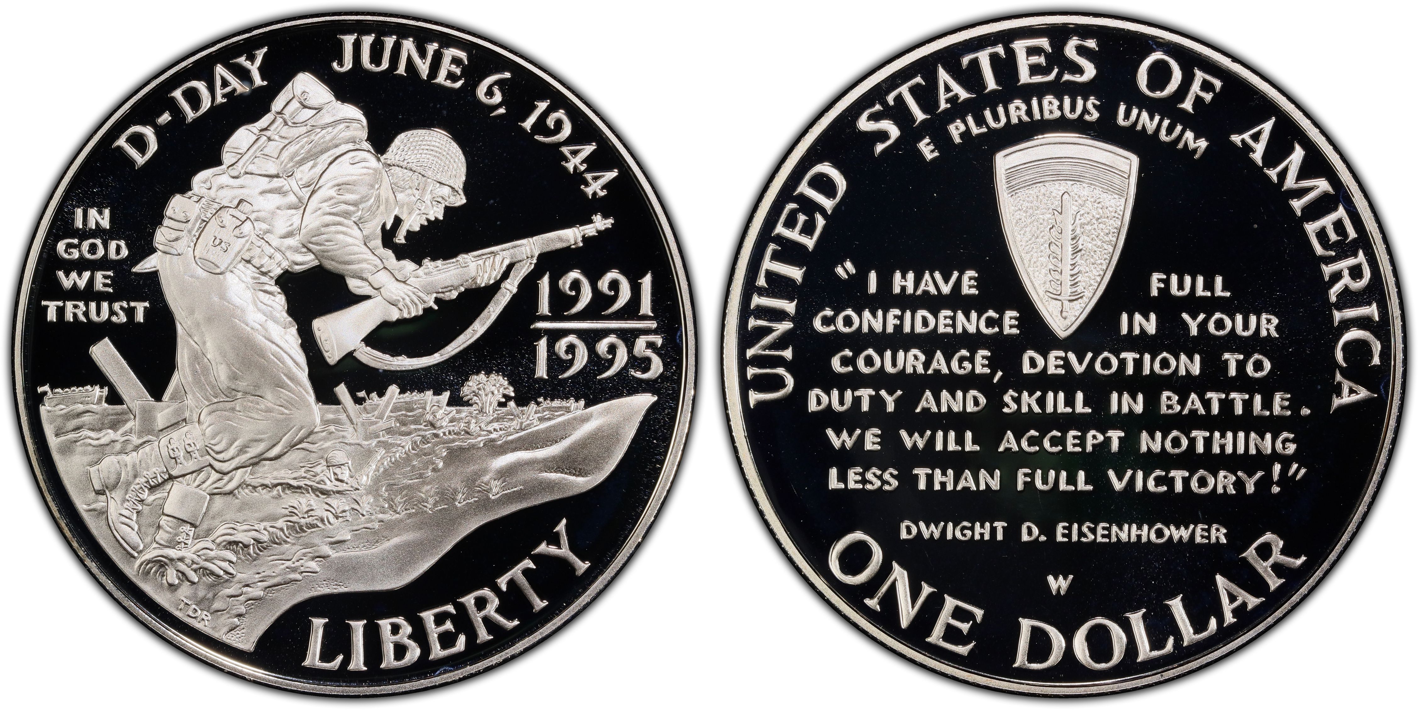 1991-95-W $1 World War II, DCAM (Proof) Modern Silver and Clad