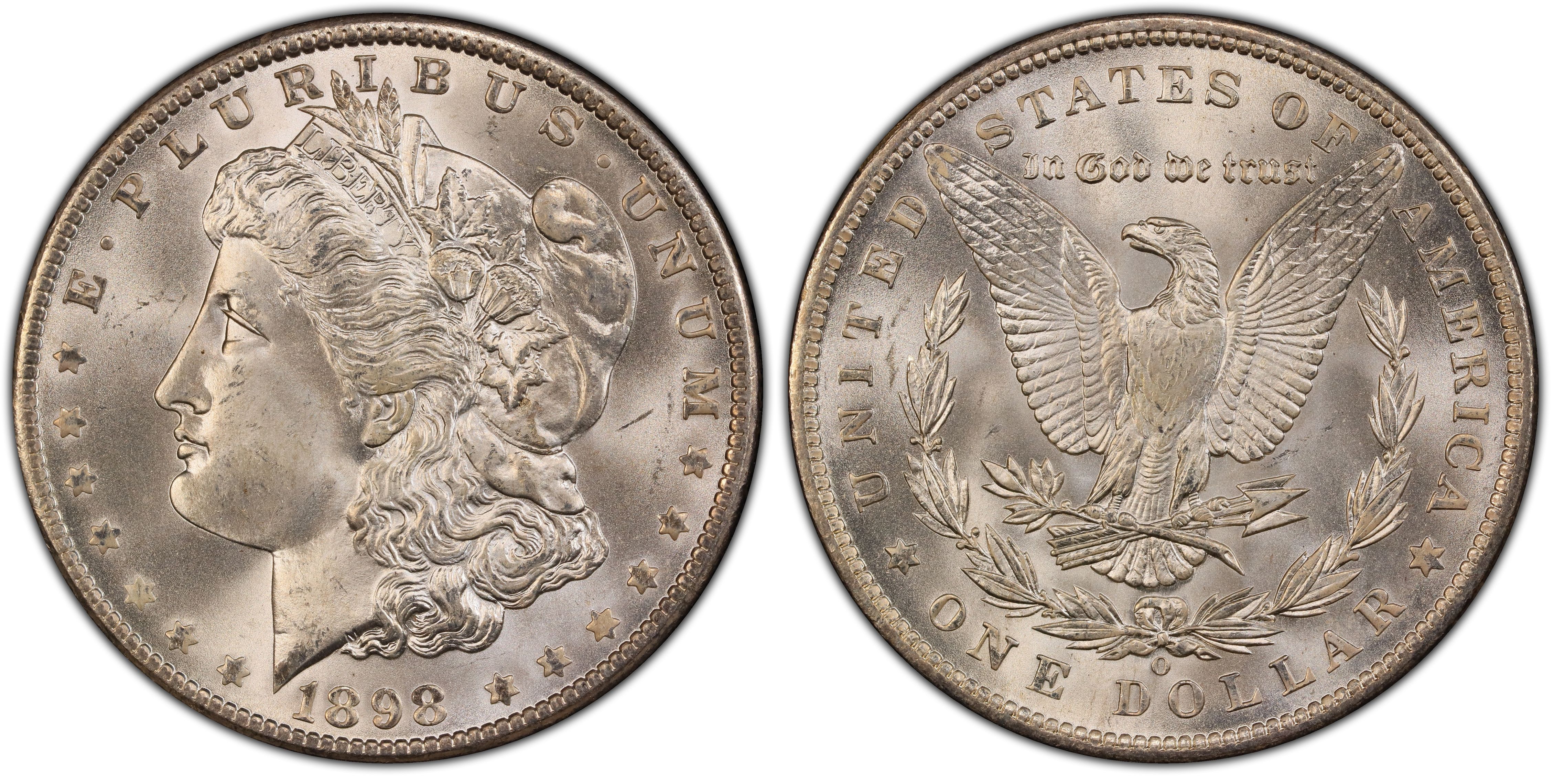 1898 $1 Morgan Silver Dollar NGC MS64 Old Brown Label - Free