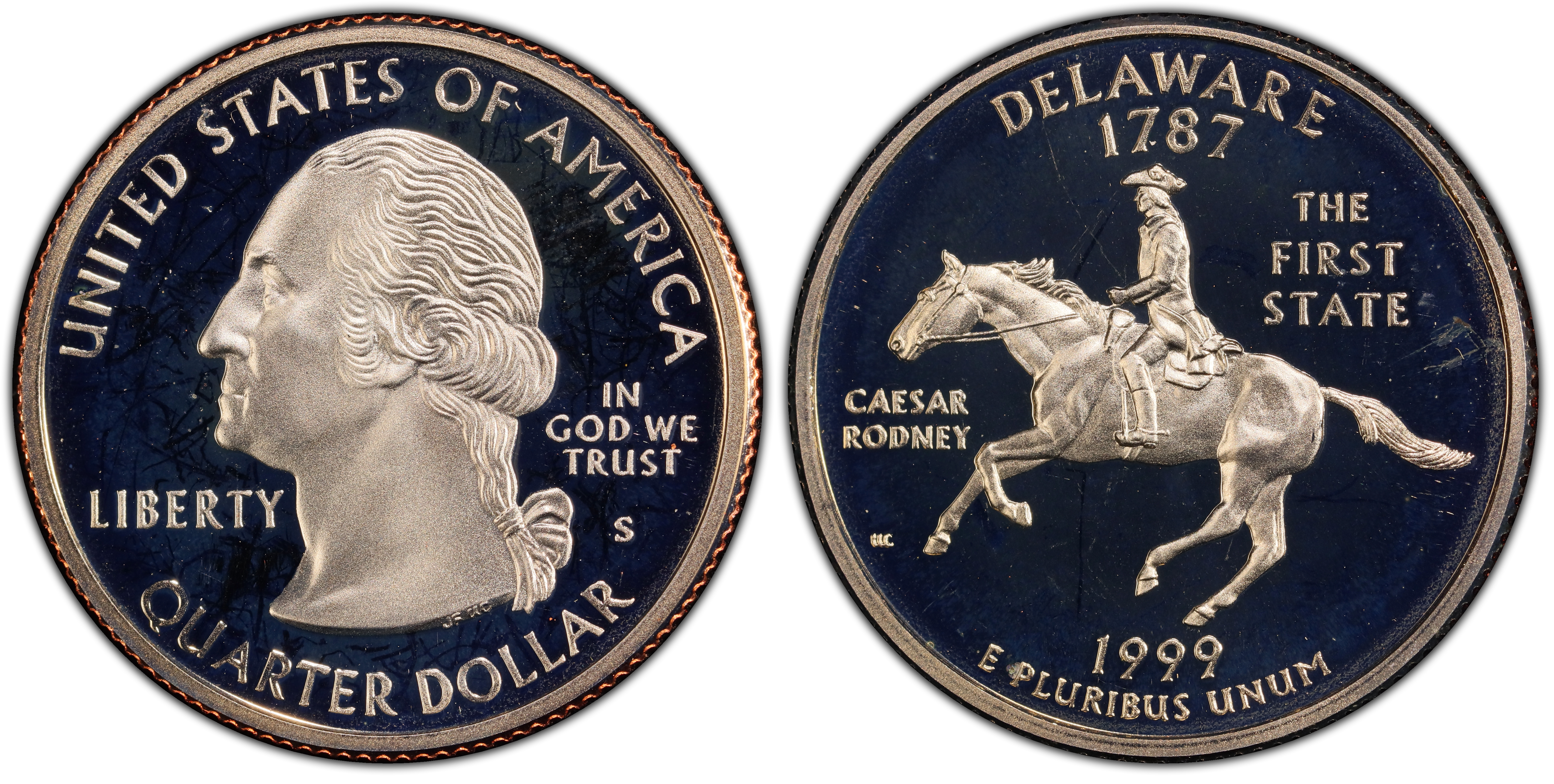 1999 S 25C Delaware DCAM Proof Washington 50 States Quarters