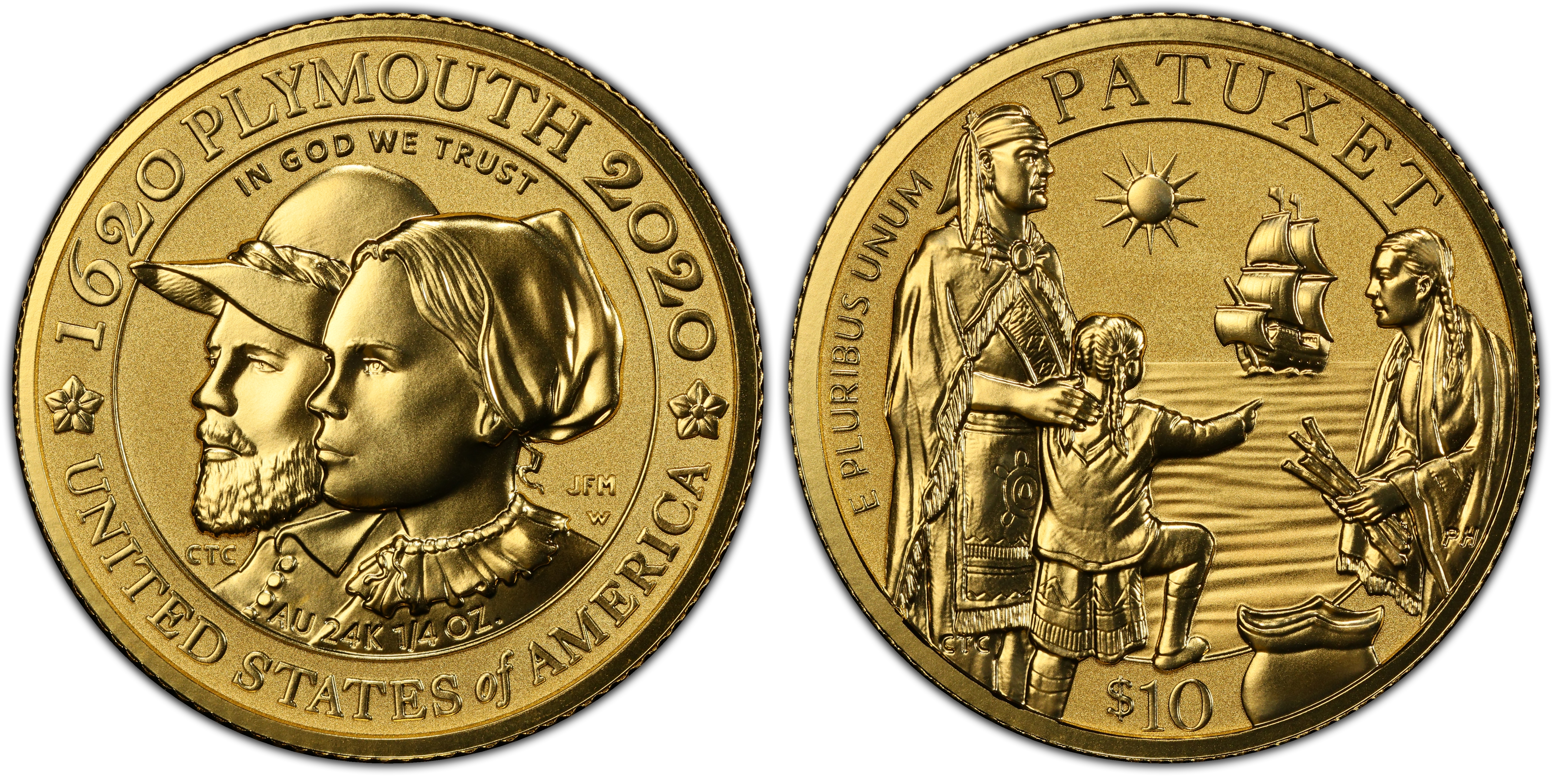 2020-W $10 Mayflower 400th Anniversary Reverse Proof (Proof) Modern Gold  Commemorative - PCGS CoinFacts