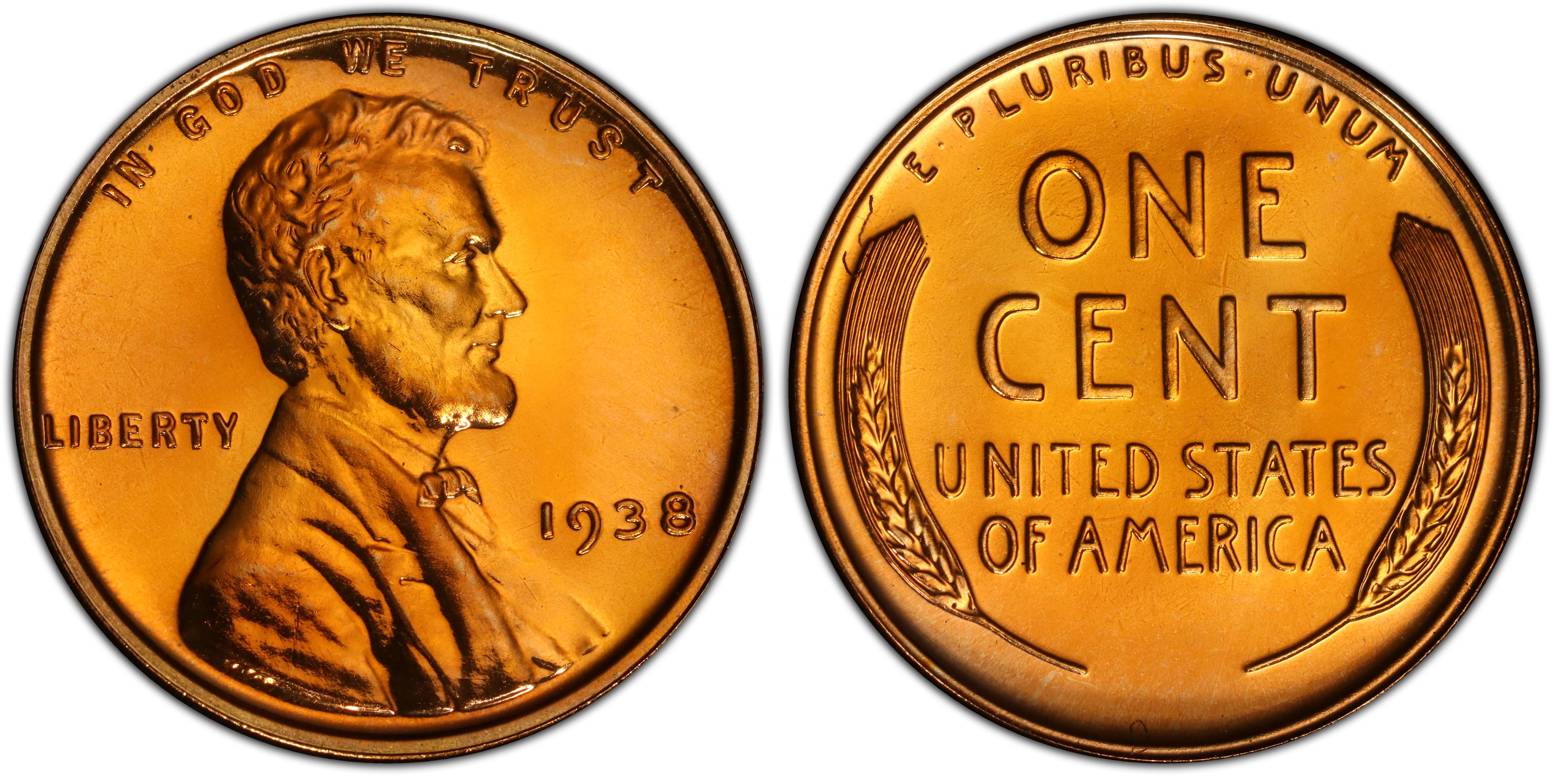 1938 1C, RD (Proof) Lincoln Cent (Wheat Reverse) - PCGS CoinFacts