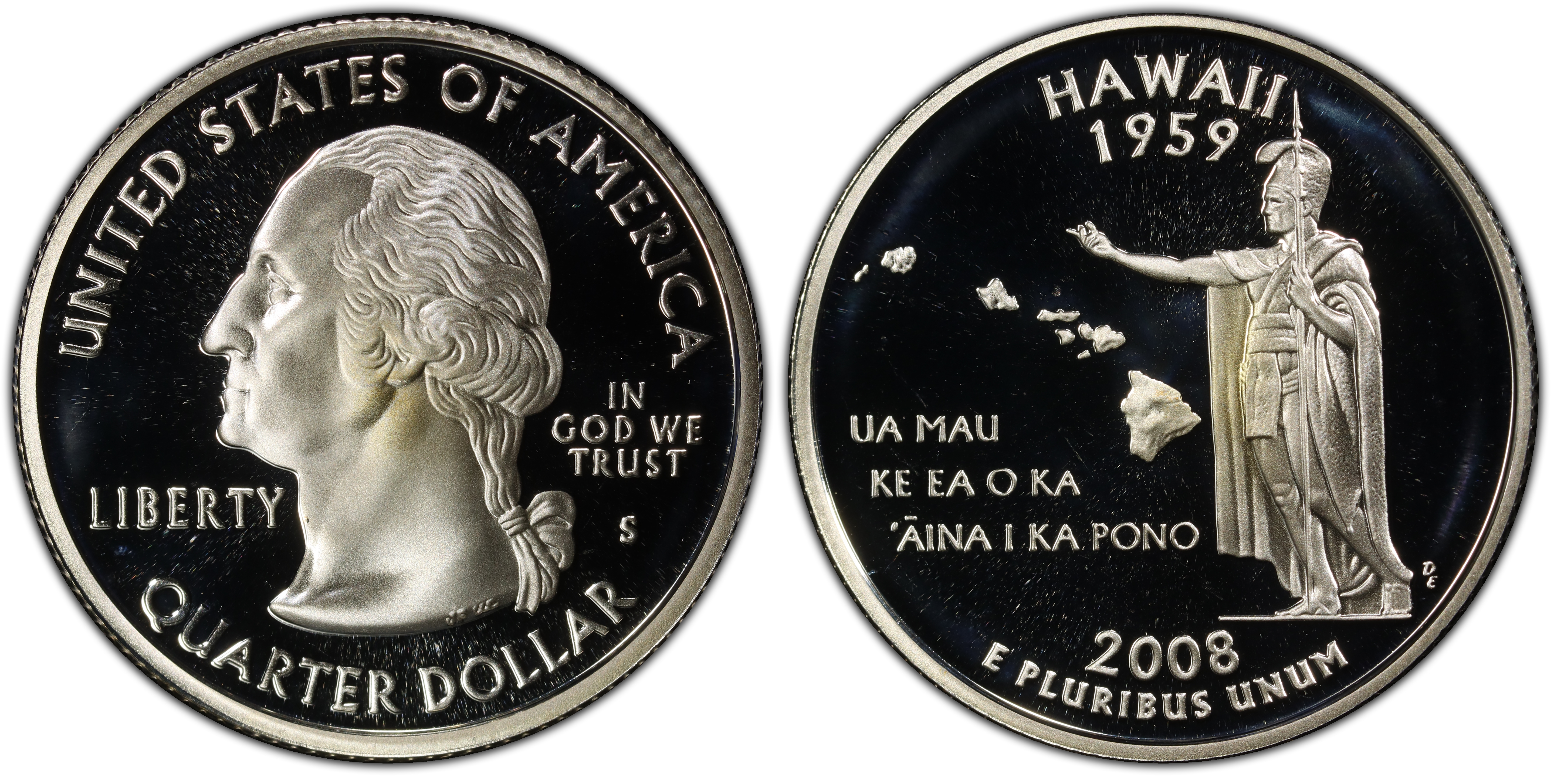 2008-S 25C Hawaii Silver, DCAM (Proof) Washington 50 States 2008-S 25C Hawaii Silver, DCAM (Proof) Washington 50 States
