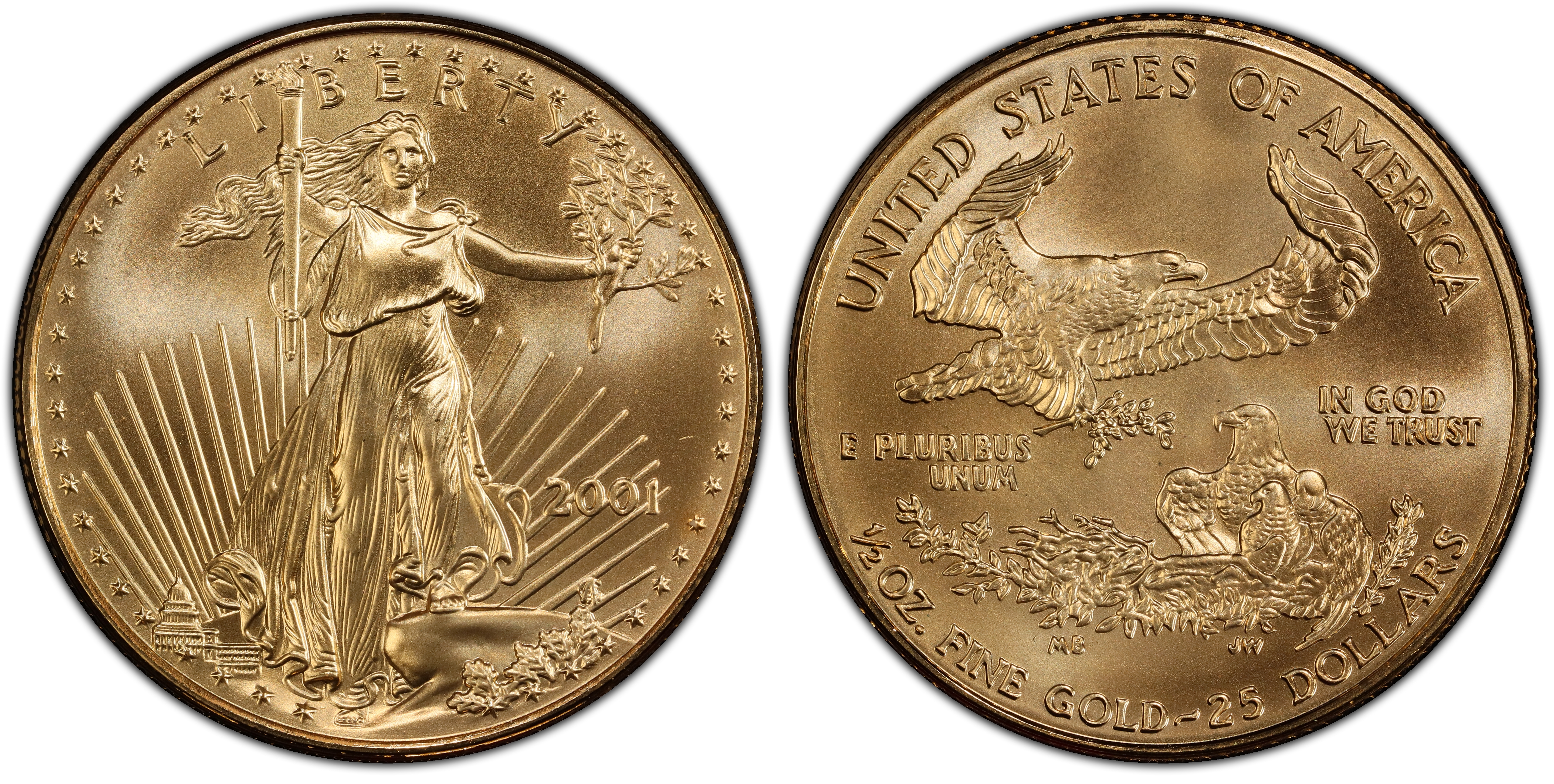 2001 25 Gold Eagle Regular Strike Gold Eagles PCGS CoinFacts