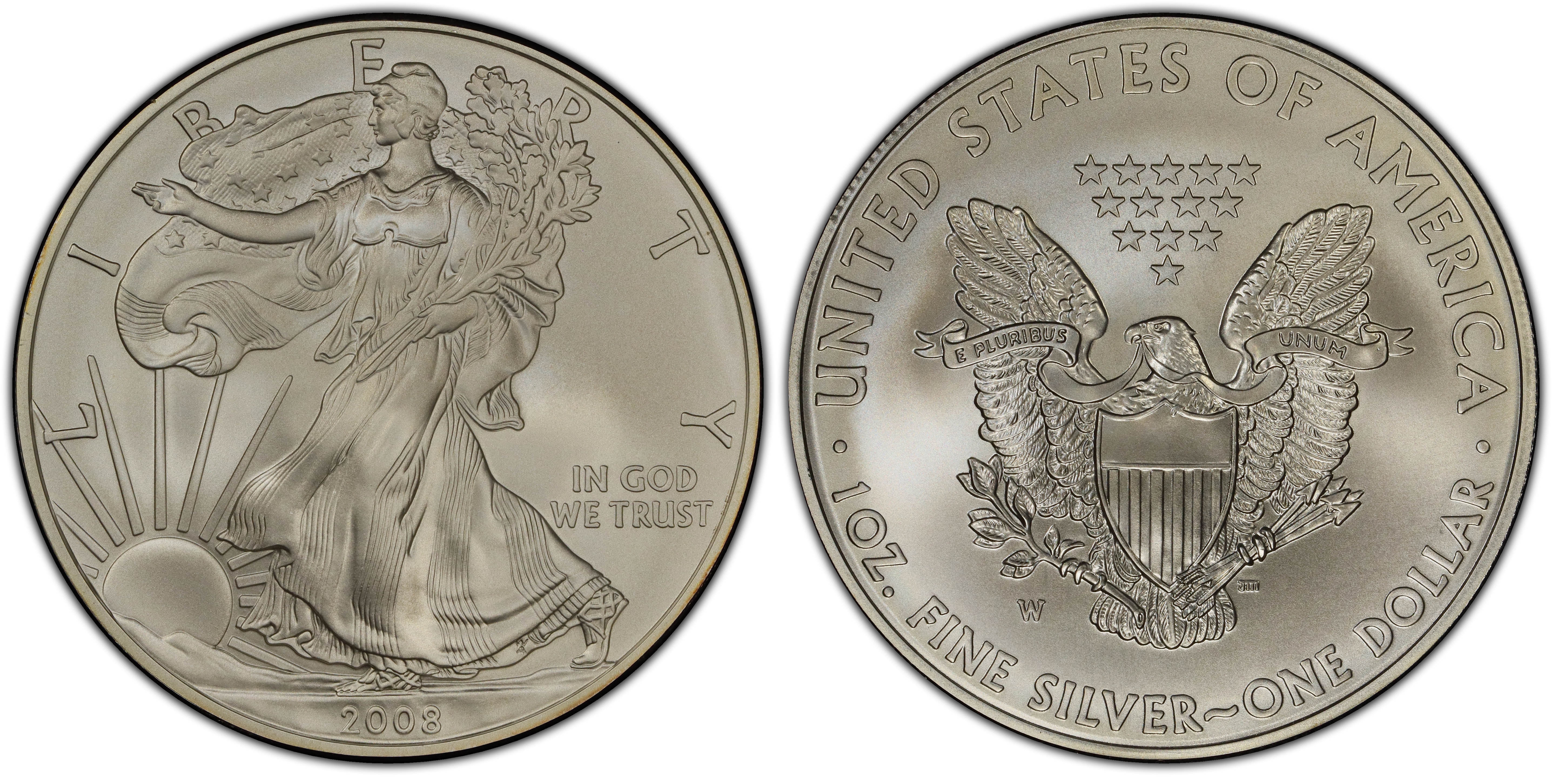 2008-W $1 Burnished Silver Eagle (Special Strike) Silver Eagles