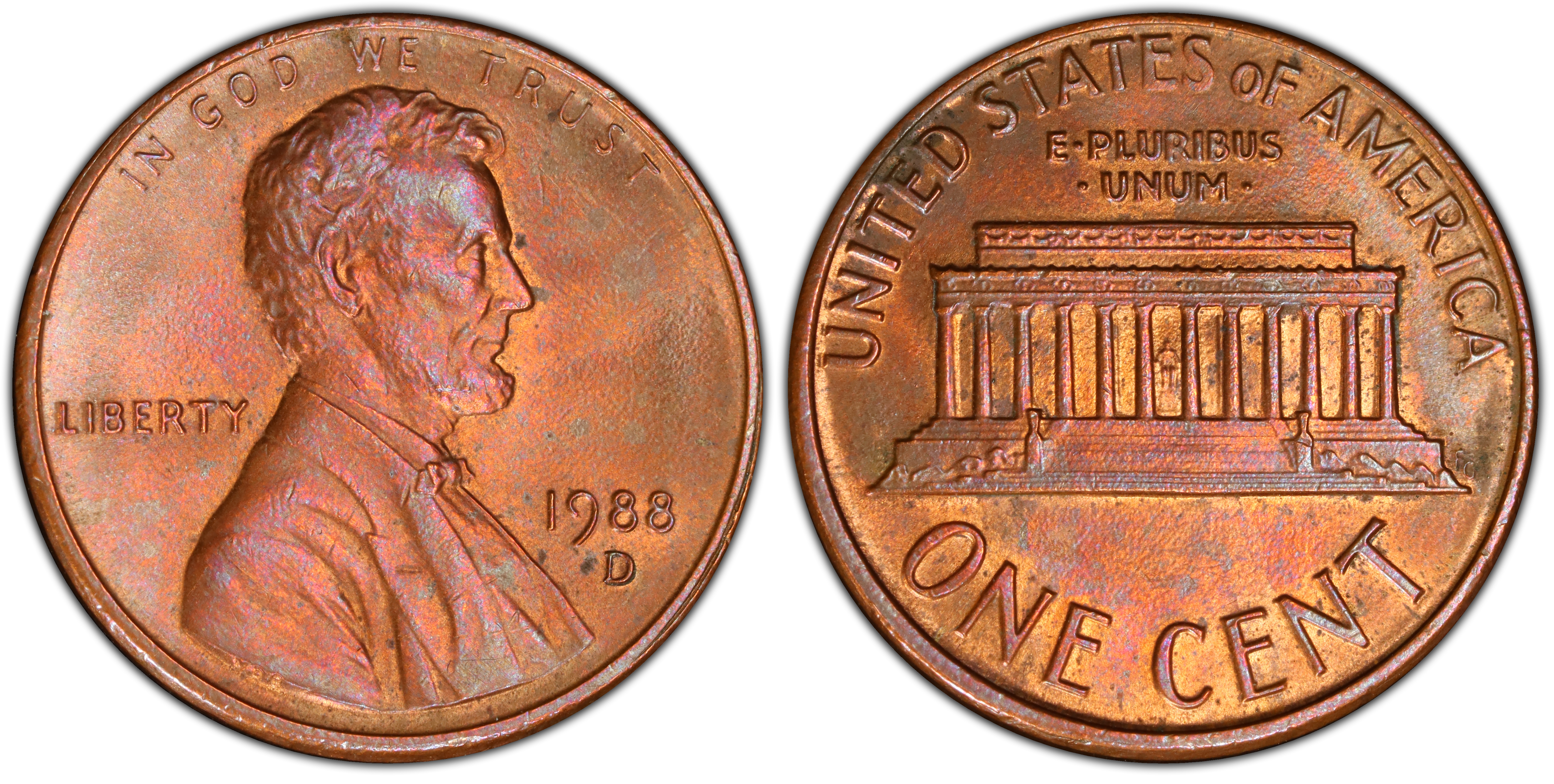 1988-D 1C, BN (Regular Strike) Lincoln Cent (Modern) - PCGS CoinFacts