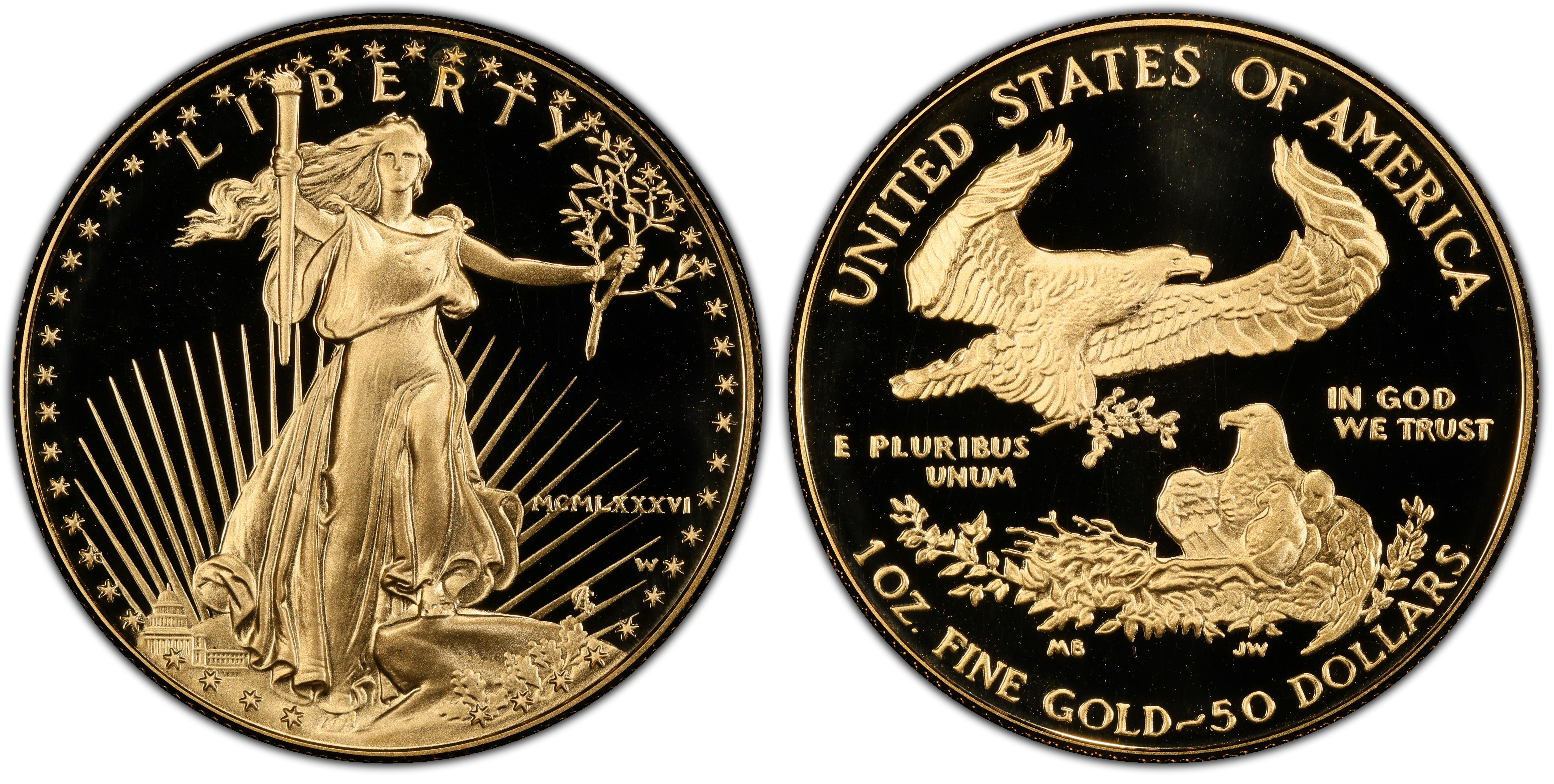 1986 W 50 Gold Eagle DCAM Proof Gold Eagles PCGS CoinFacts