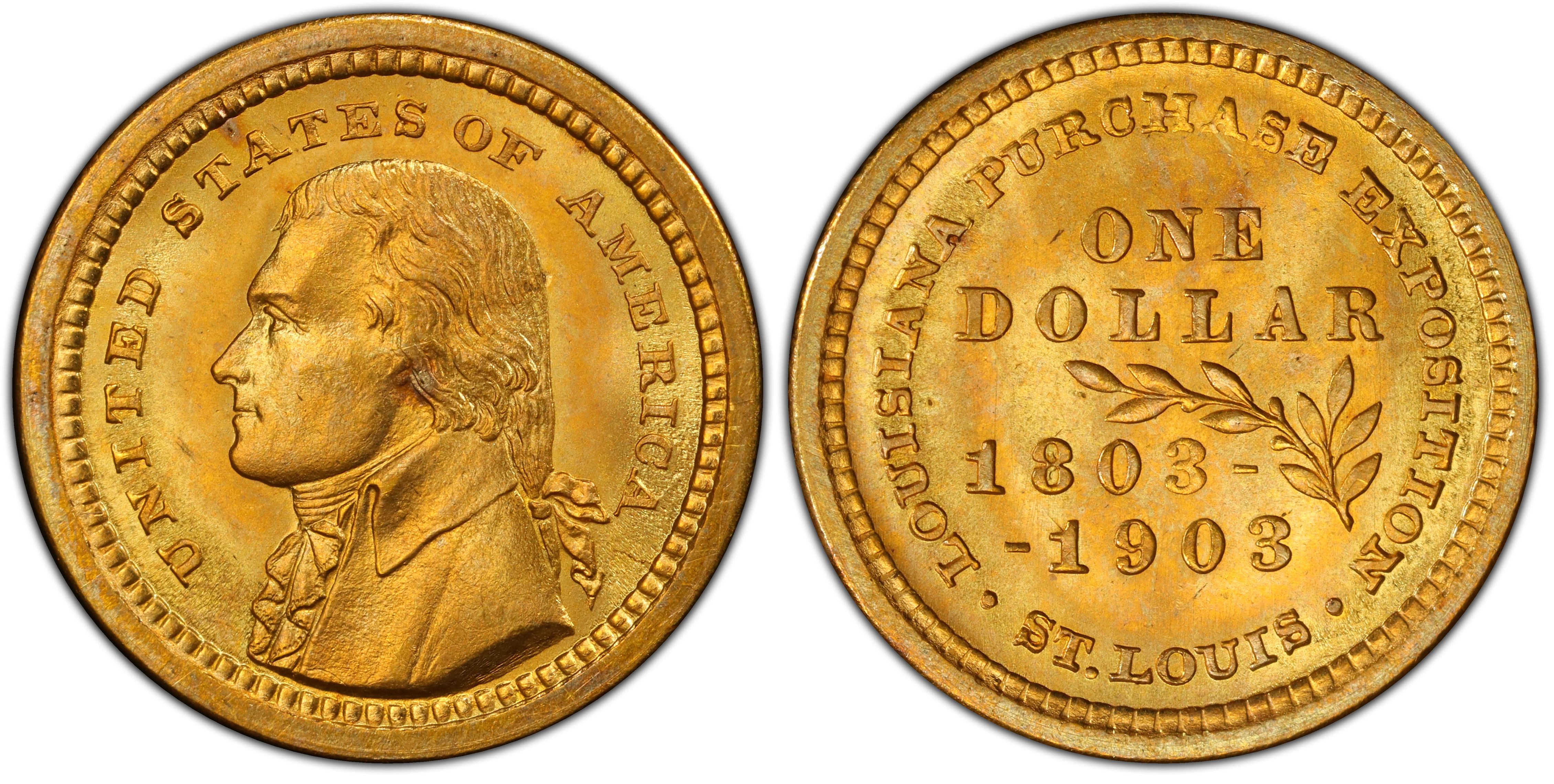 1903 G$1 LA Purchase, Jefferson (Regular Strike) Gold