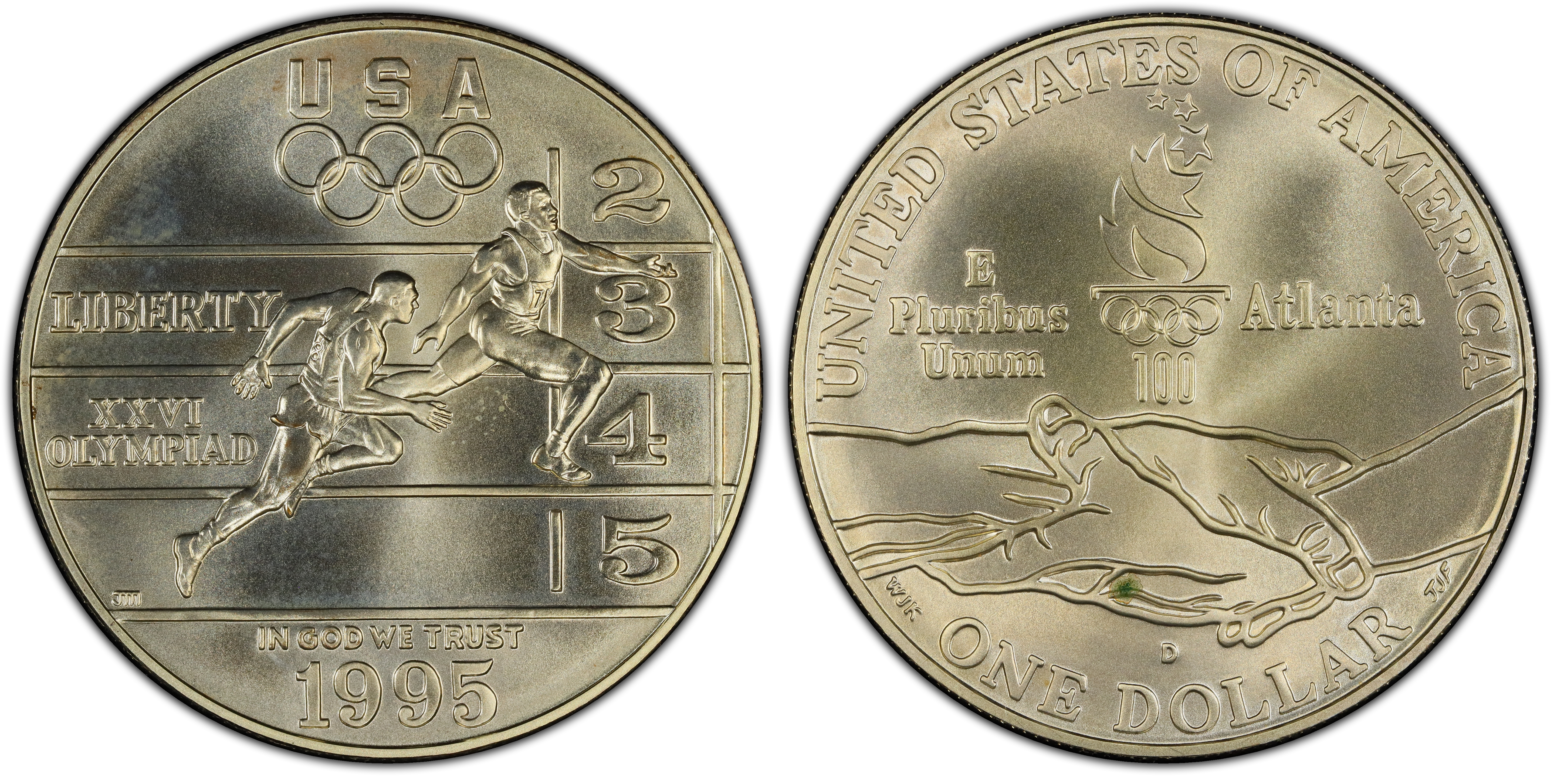 1995-D $1 Track & Field (Regular Strike) Modern Silver and Clad