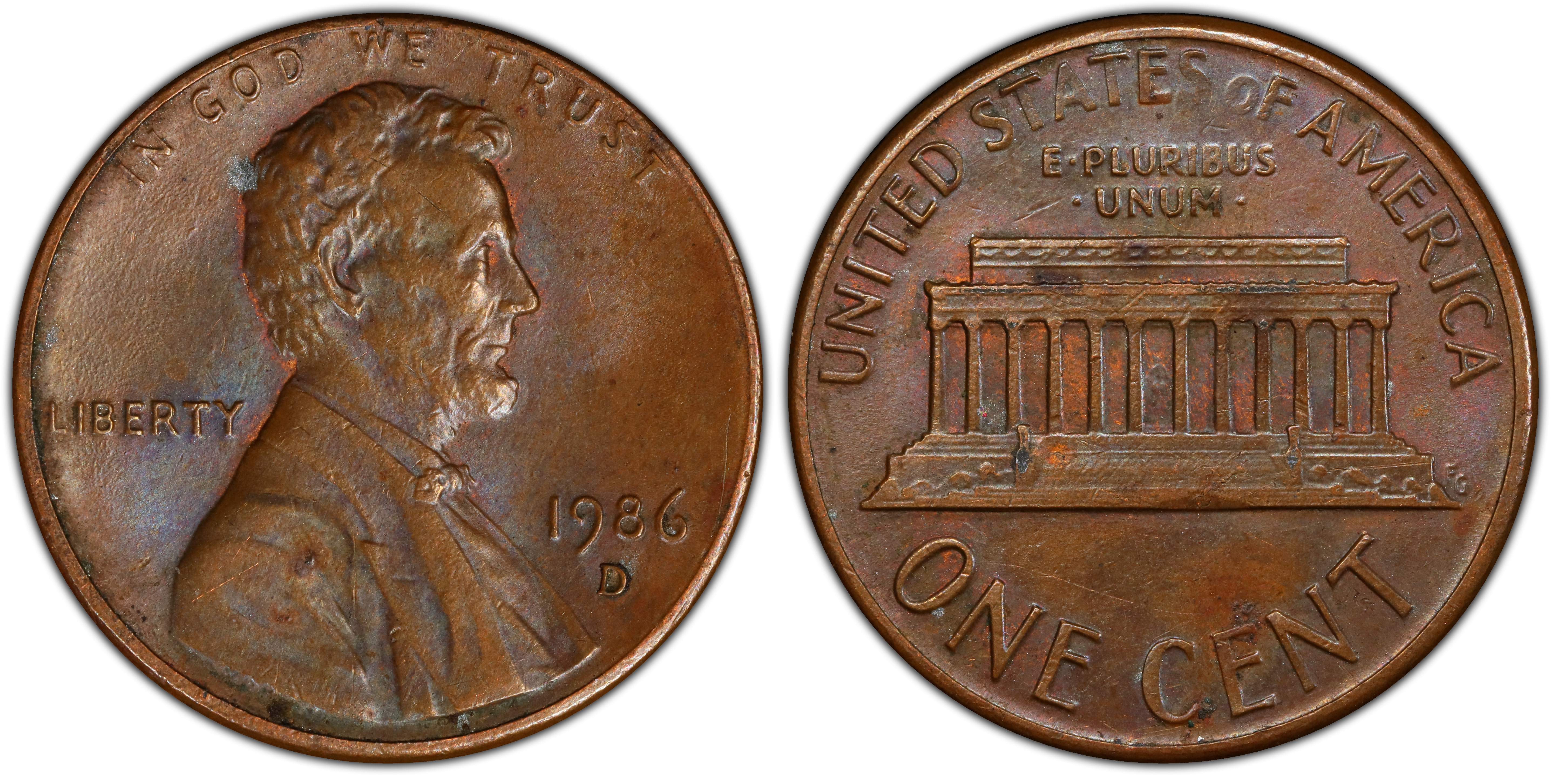 1986-D 1C, BN (Regular Strike) Lincoln Cent (Modern) - PCGS CoinFacts