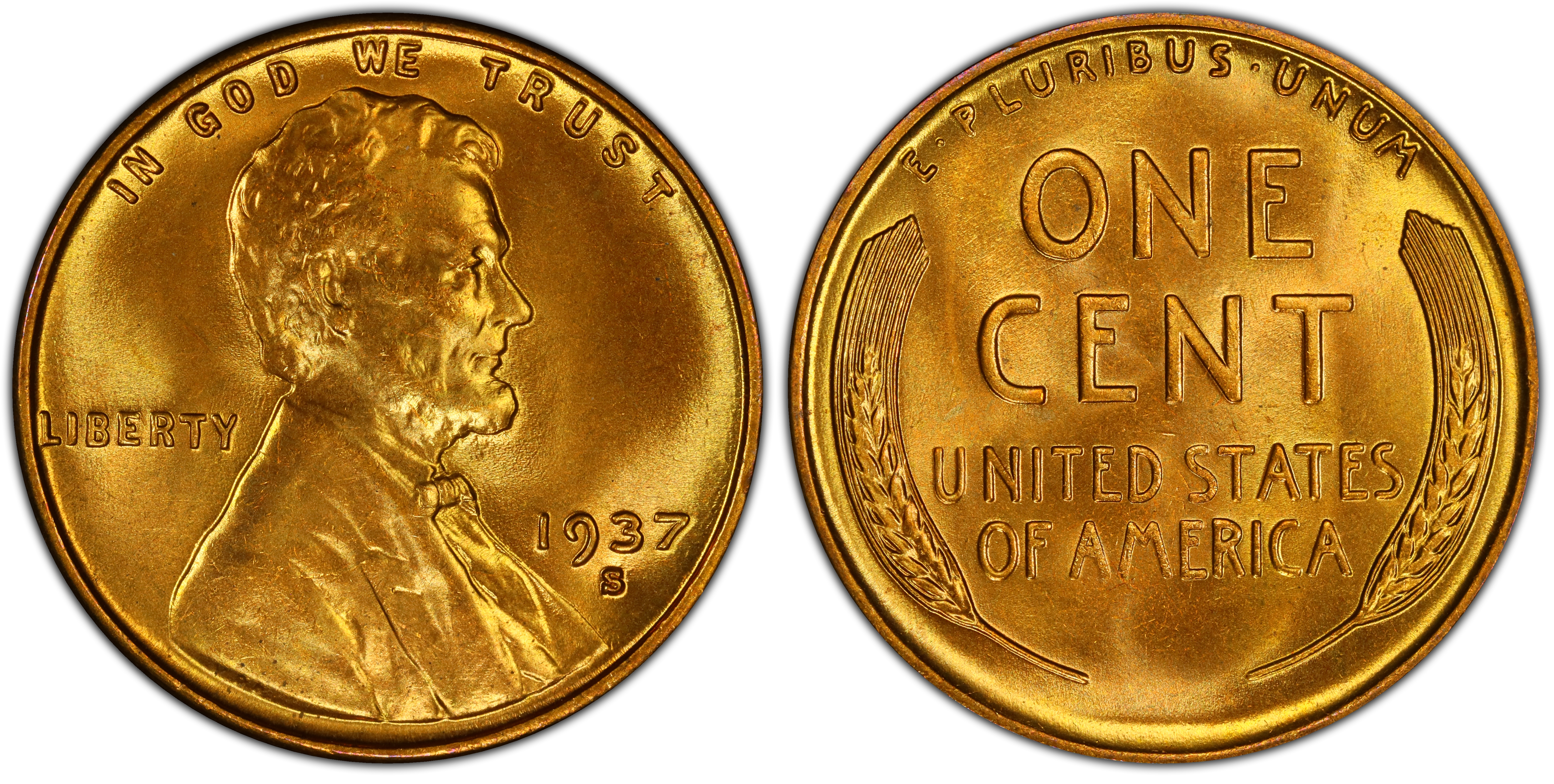 1937-S 1C, RD (Regular Strike) Lincoln Cent (Wheat Reverse
