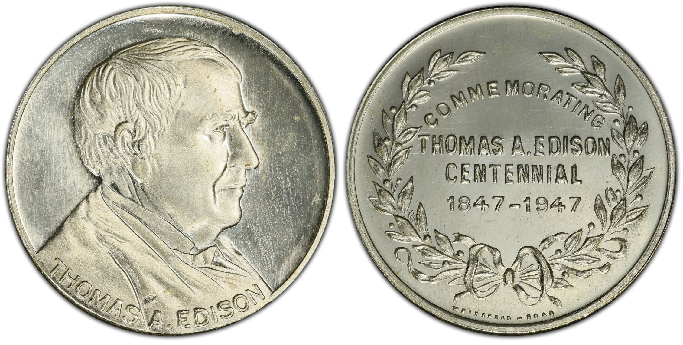 1947 Medal Thomas A. Edison Centennial Cu-Ni-Zn (Regular Strike) U.S. Assay  Commission Medals - PCGS CoinFacts