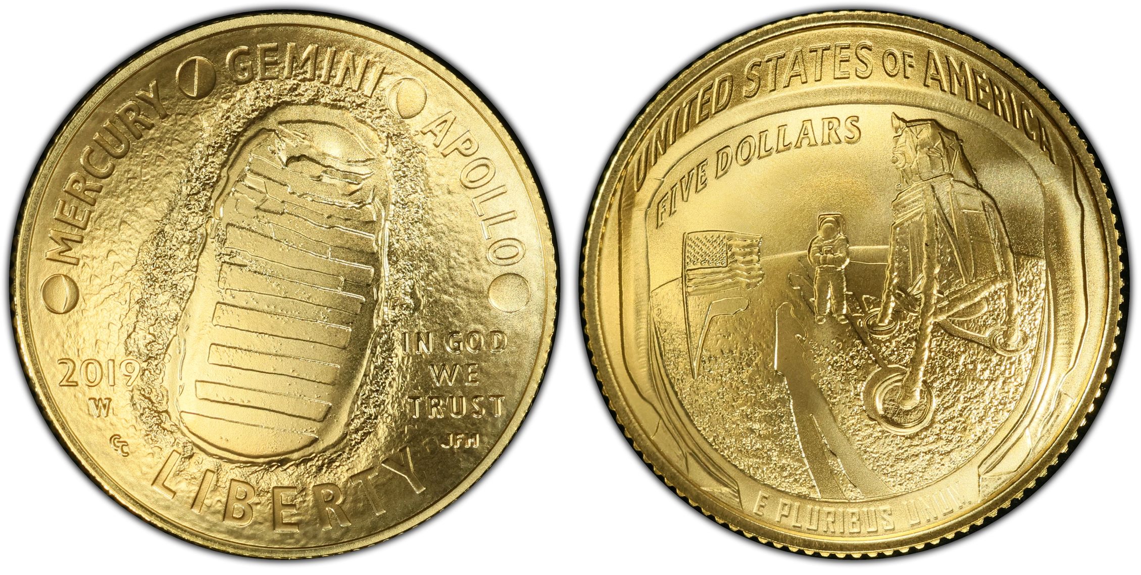 2019-W $5 Apollo 11 50th Anniversary (Regular Strike) Modern Gold  Commemorative - PCGS CoinFacts