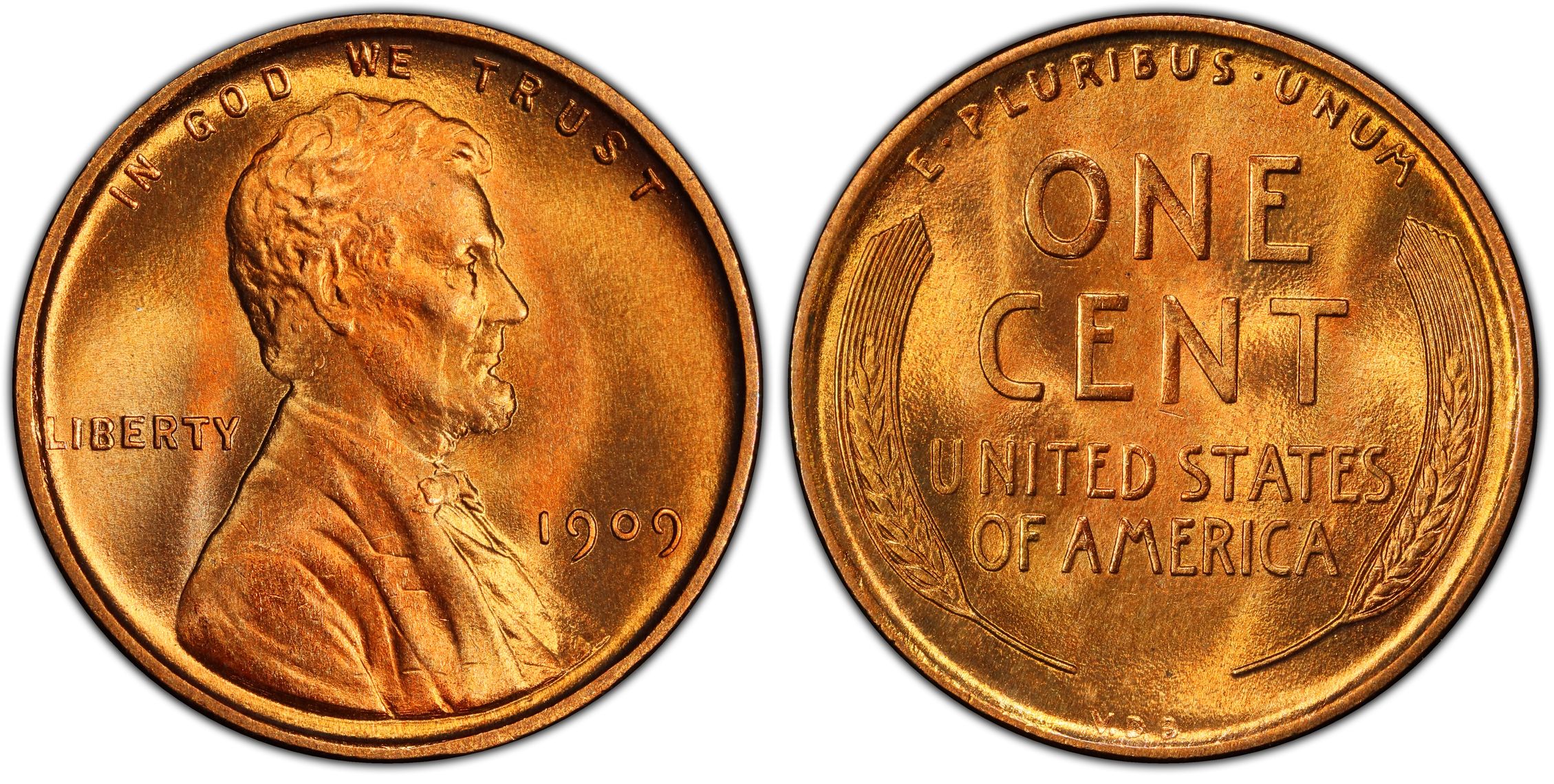 1909 VDB 1C, RD (Regular Strike) Lincoln Cent (Wheat Reverse) - PCGS  CoinFacts