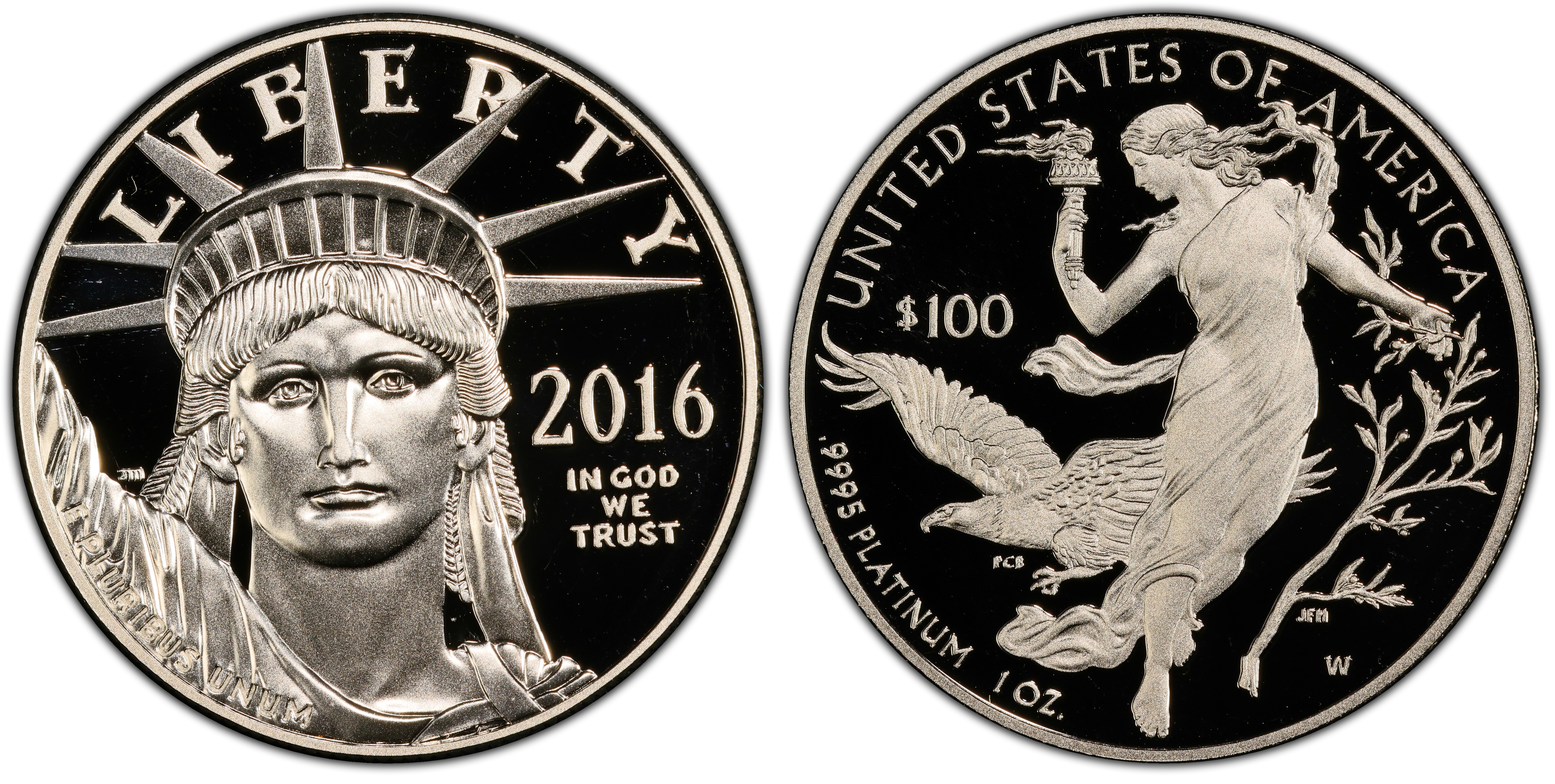 驚きの価格 $100 2016-W Statue Eagles Platinum (Proof) DCAM Liberty, of Collection